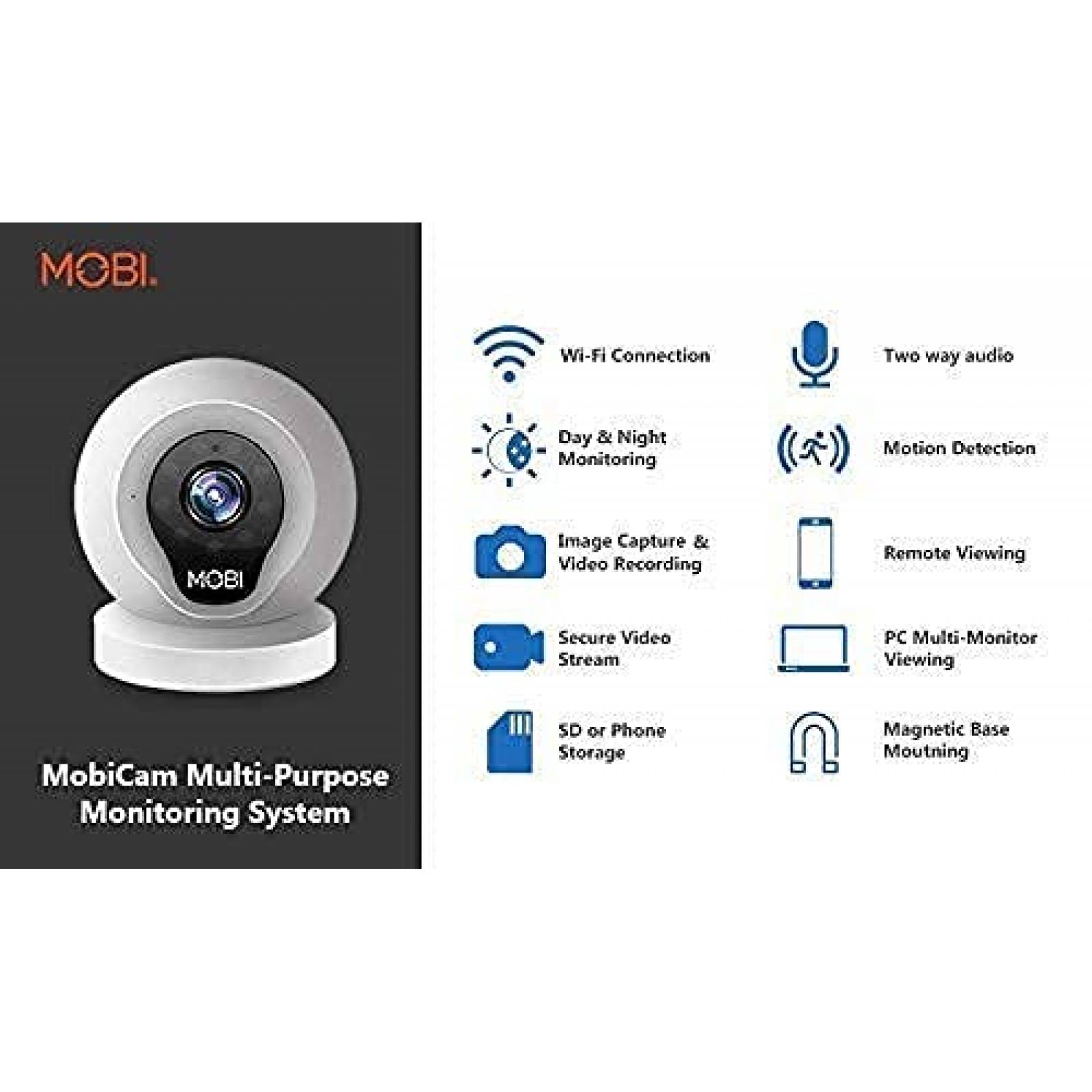 Camara Bebe MOBI Monito Wifi 40 pies Sensor Puerta Ventana