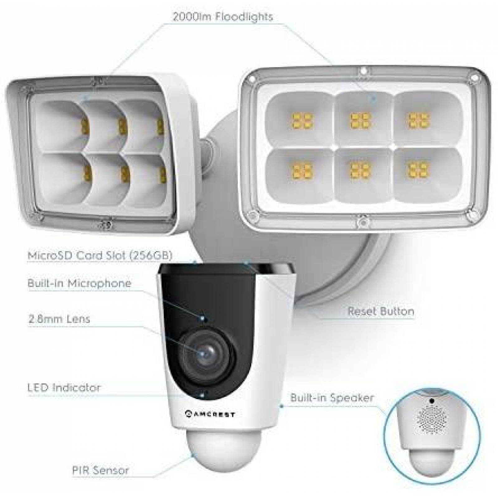 Camara con luz Amcrest ASH26-W SmartHome 1080P -Blanco