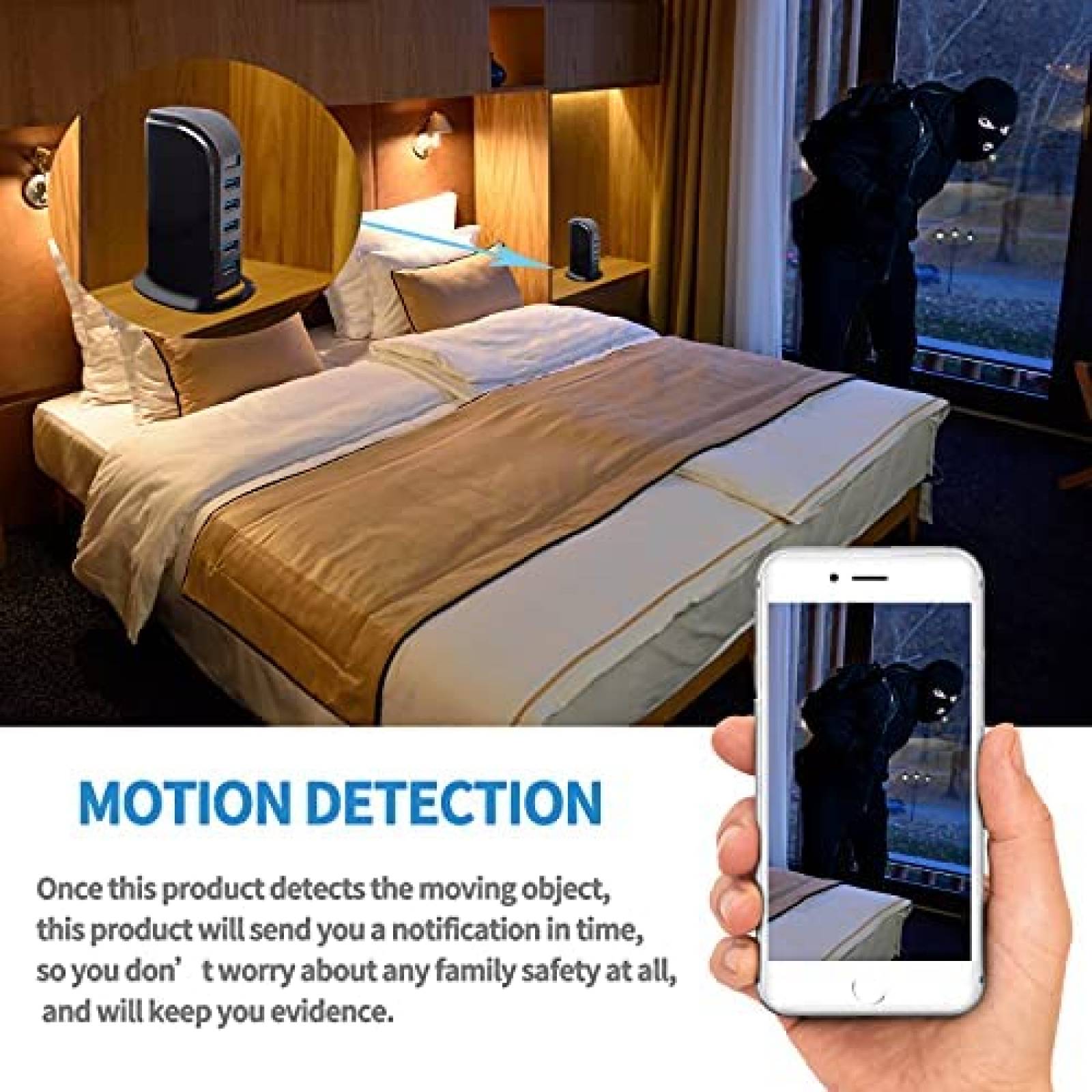 Camara Escondida FYZSJWL en Cargador de 5 Puertos USB -Negro