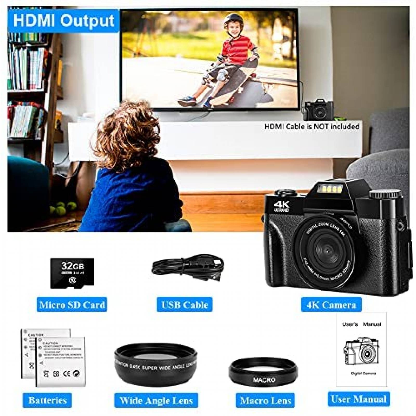 Kit Camara de Video Lincom Tech c/Micro SSD 32GB -Negro