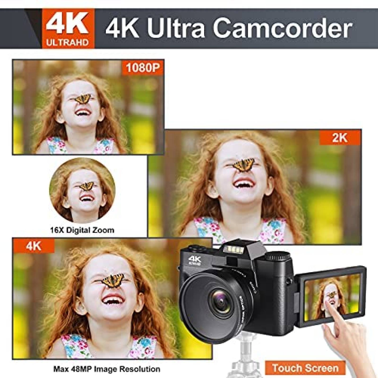  OIEXI Videocámara de cámara de video 4K con zoom