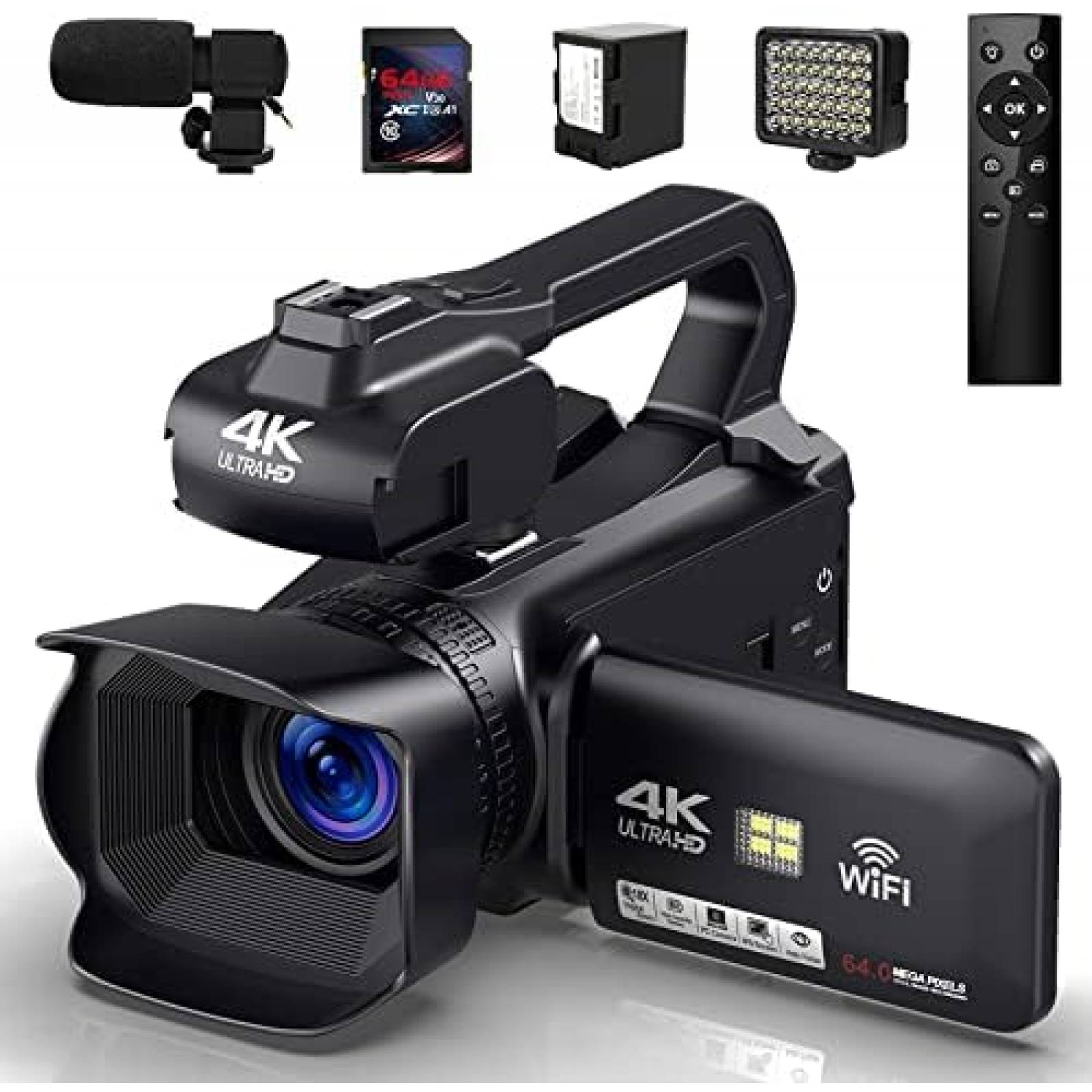 Videocamara SEREE V22 48MP 60FPS 30X + Tarjeta SD 64G -Negro