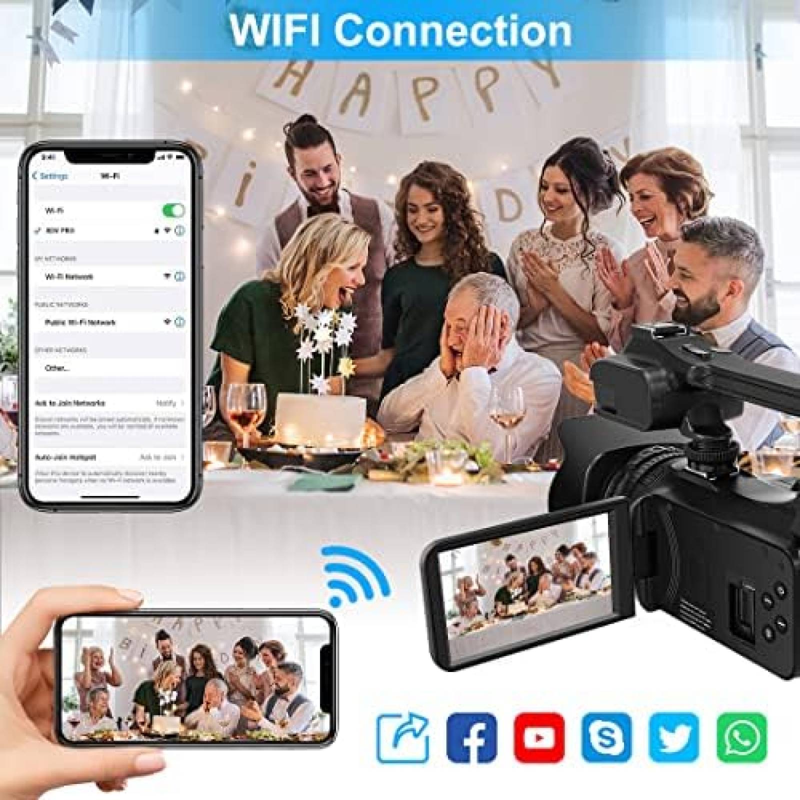 Videocamara SEREE V22 48MP 60FPS 30X + Tarjeta SD 64G -Negro