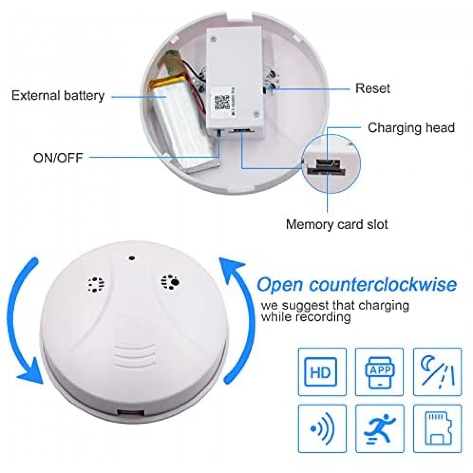 Camara Oculta MINGYY en Detector de Humo 1080P Wifi -Negro