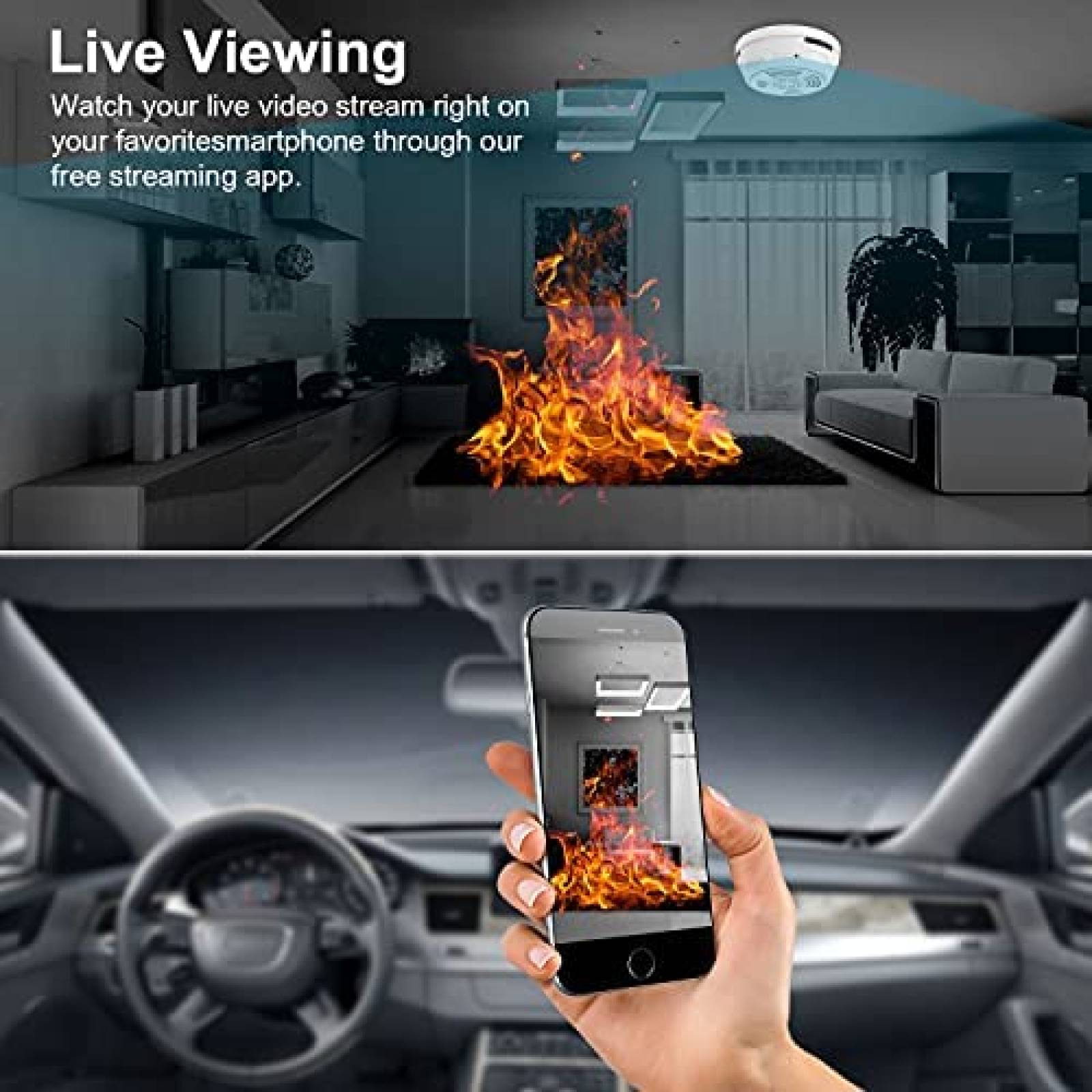 Camara Seguridad nanshiba tipo Detector Humo 1080p Noche