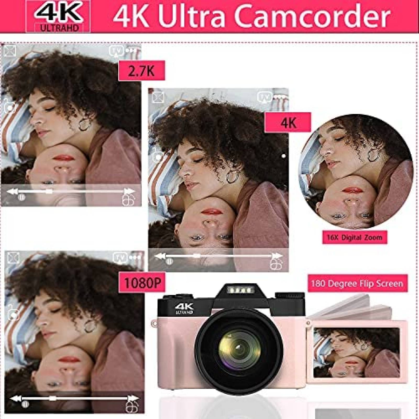 Camara Digital VETEK 4K 48MP 16X Zoom + Micro SD 32GB