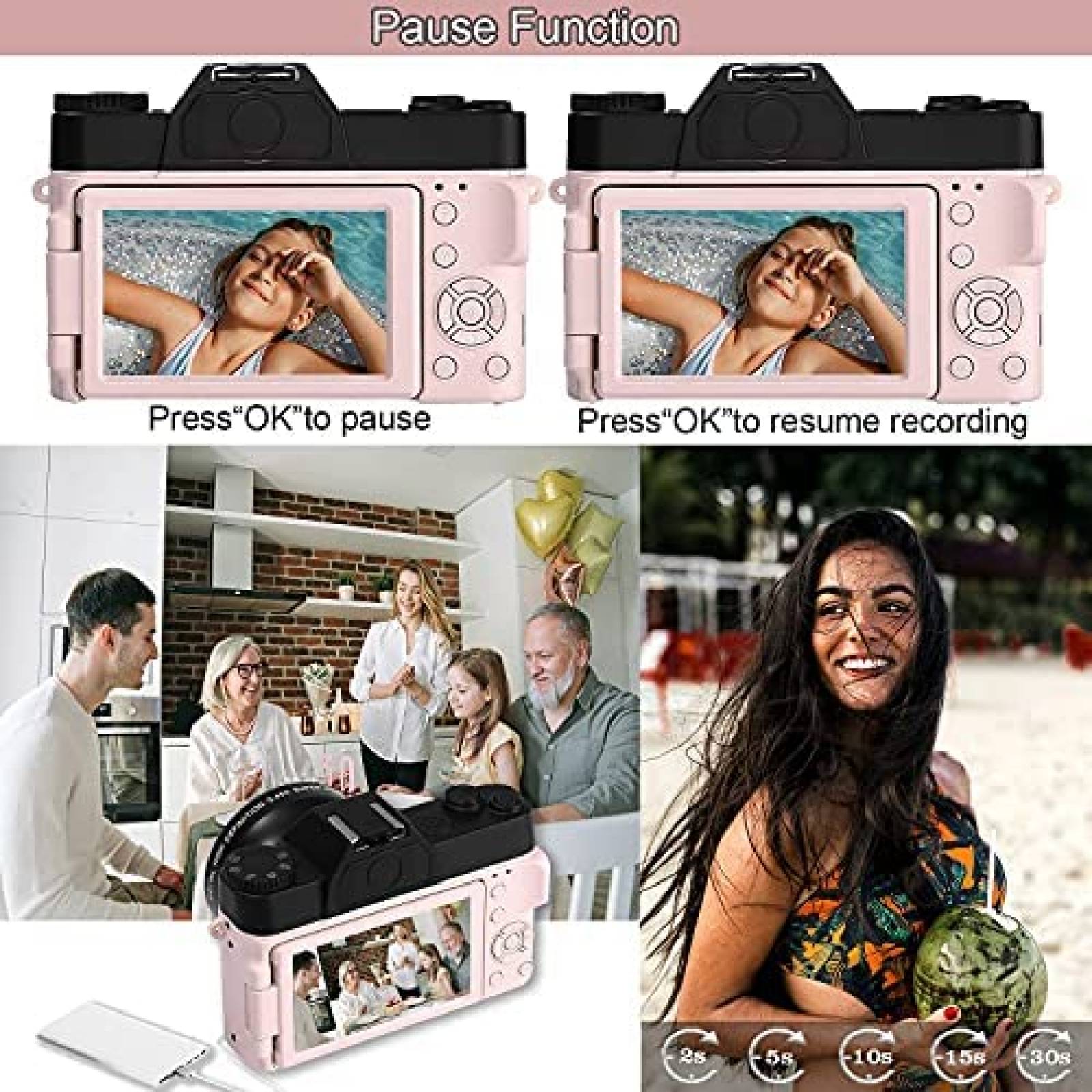 Camara Digital VETEK 4K 48MP 16X Zoom + Micro SD 32GB