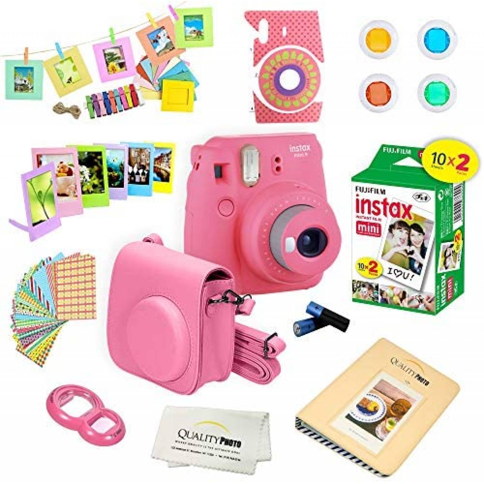 Camara Instantanea Fujifilm Instax Mini 9 con Rollos -Rosa
