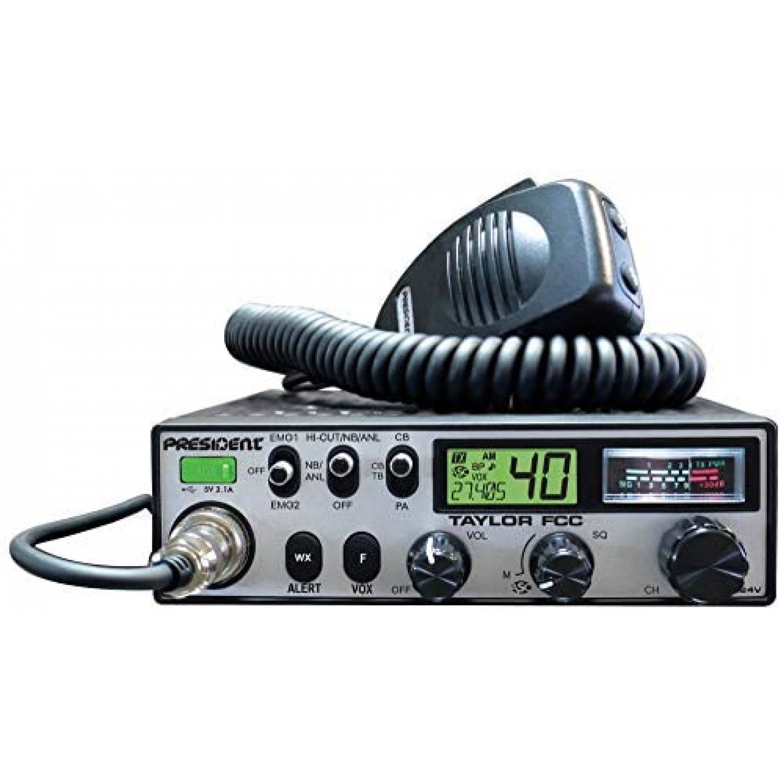 Radio President Electronics Taylor FCC 12/24V CB -Negro