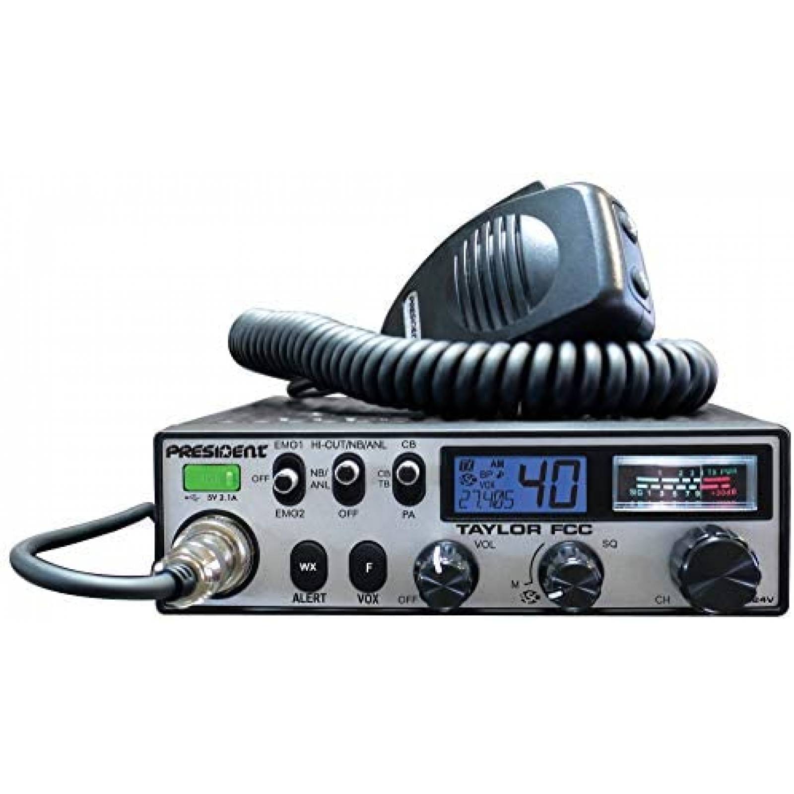 Radio President Electronics Taylor FCC 12/24V CB -Negro