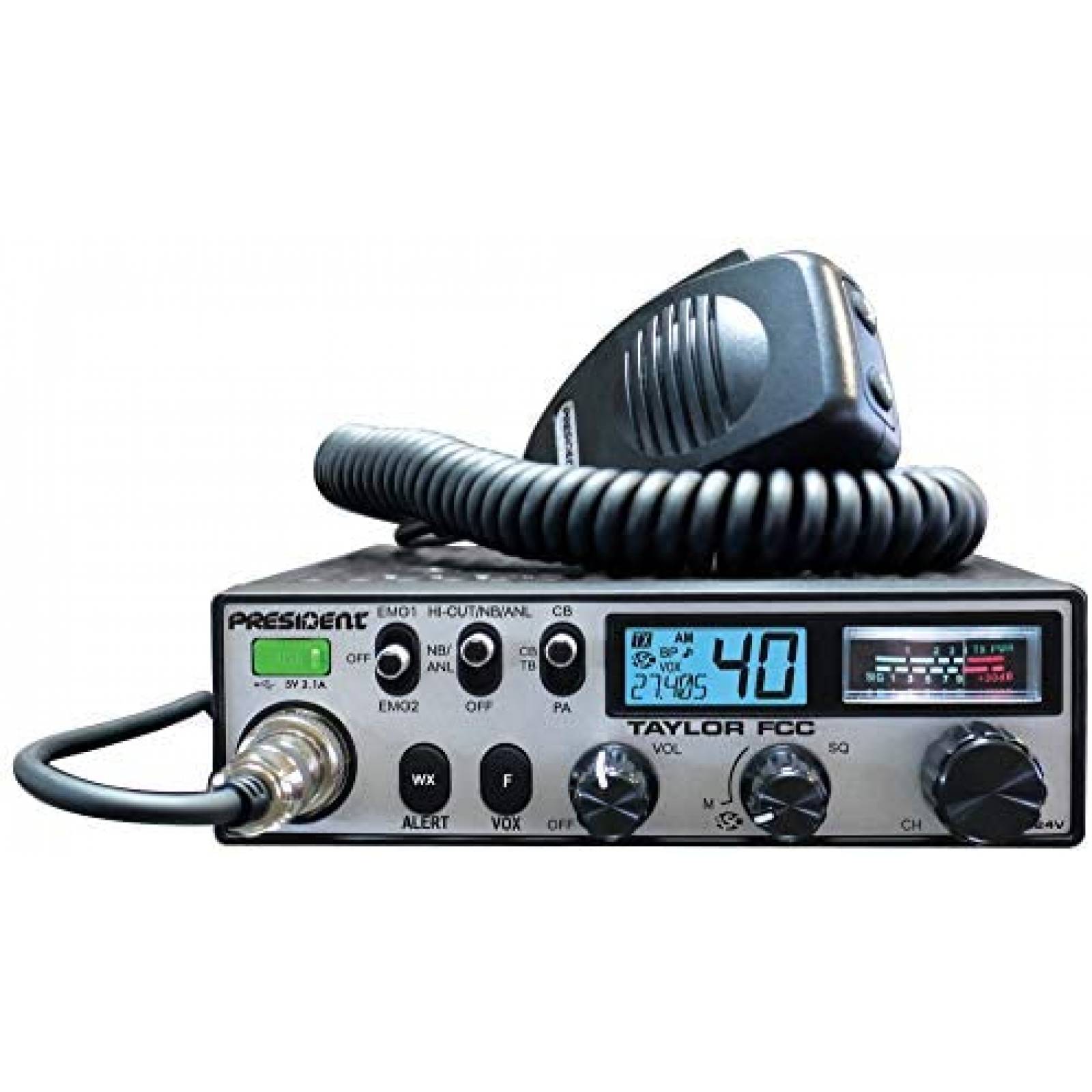 Radio President Electronics Taylor FCC 12/24V CB -Negro