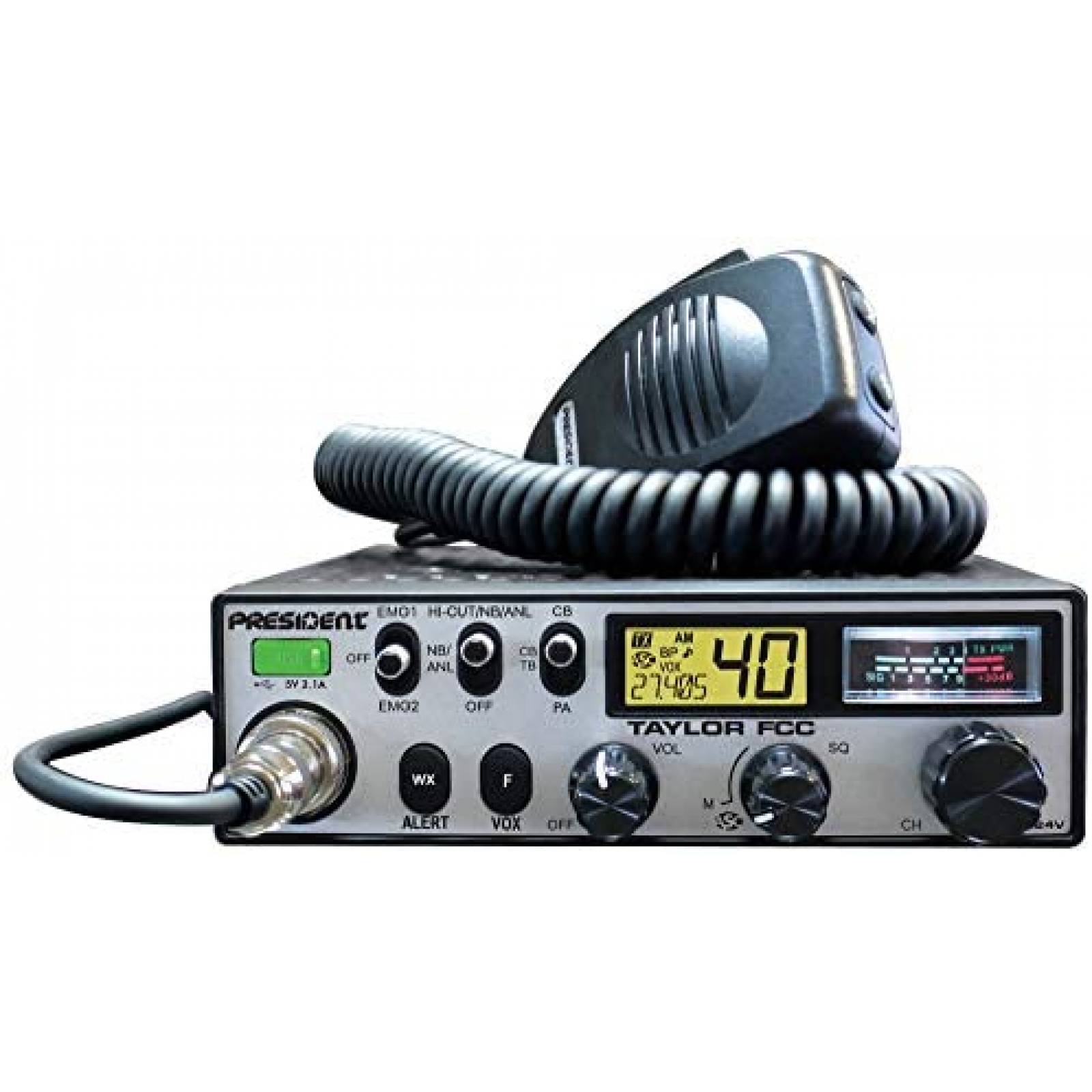 Radio President Electronics Taylor FCC 12/24V CB -Negro