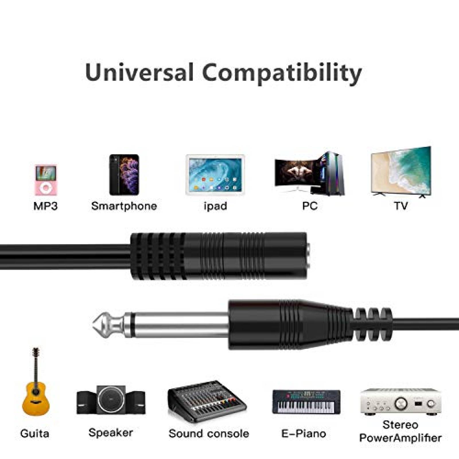 Cable Auxiliar RFAdapter de Jack 3.5mm 3 Pies -Negro