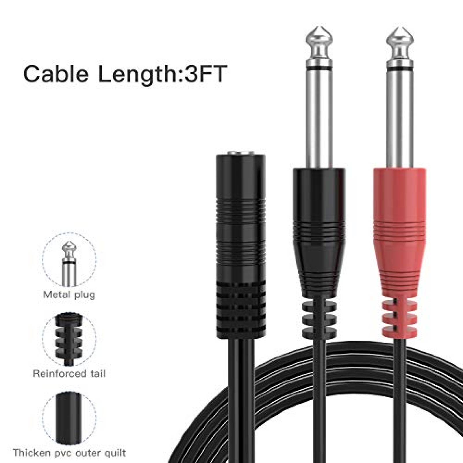 Cable Auxiliar RFAdapter de Jack 3.5mm 3 Pies -Negro