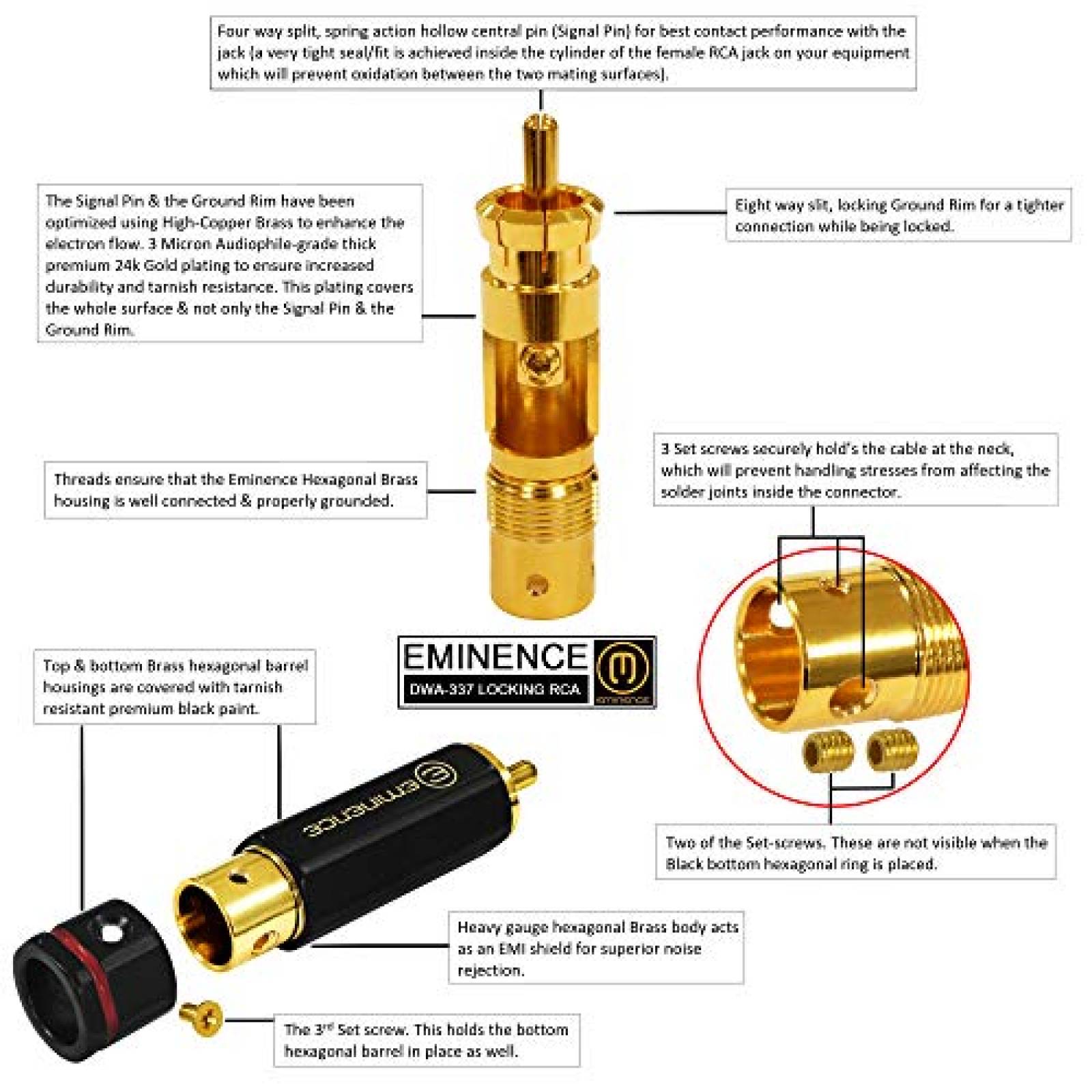 Cable RCA WORLDS BEST CABLES de 0.5 Pies 2 Pzs -Negro