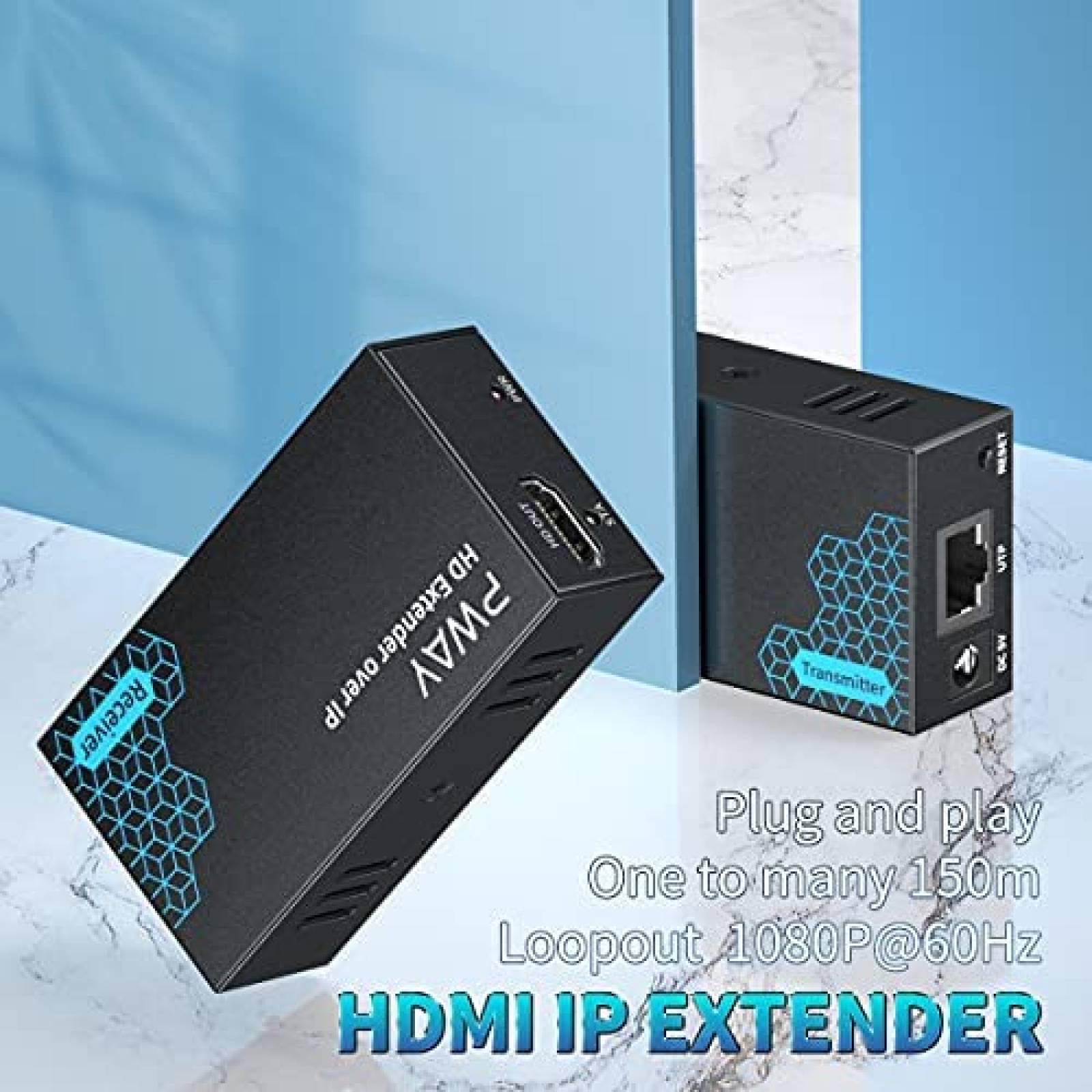 Extensor HDMI PWAY de 500 Pies 1080P60Hz Full HD -Negro