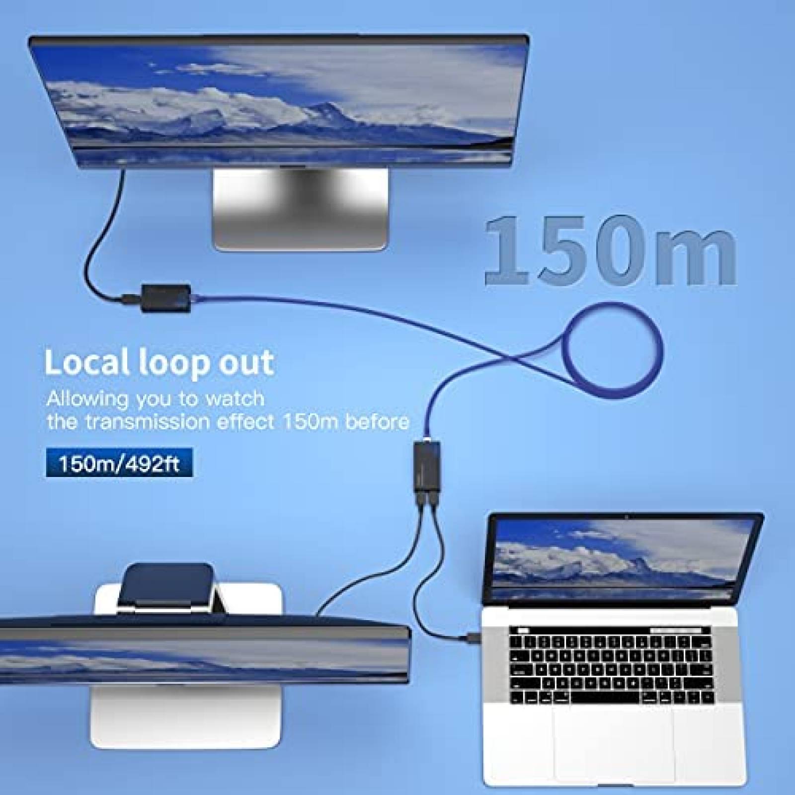 Extensor HDMI PWAY de 500 Pies 1080P60Hz Full HD -Negro