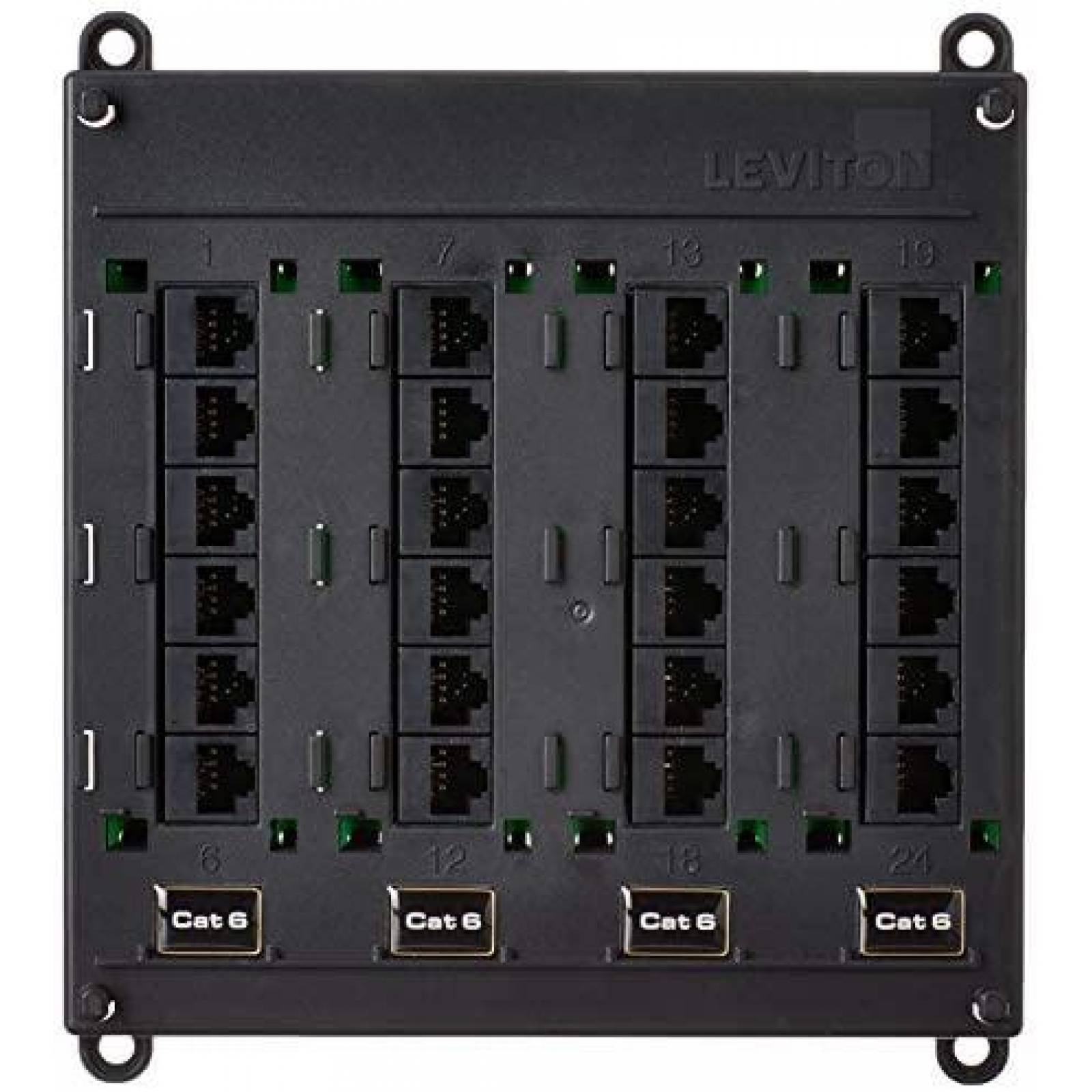 Panel de conexion Leviton 476TM-624 24 canales CAT6 -Negro