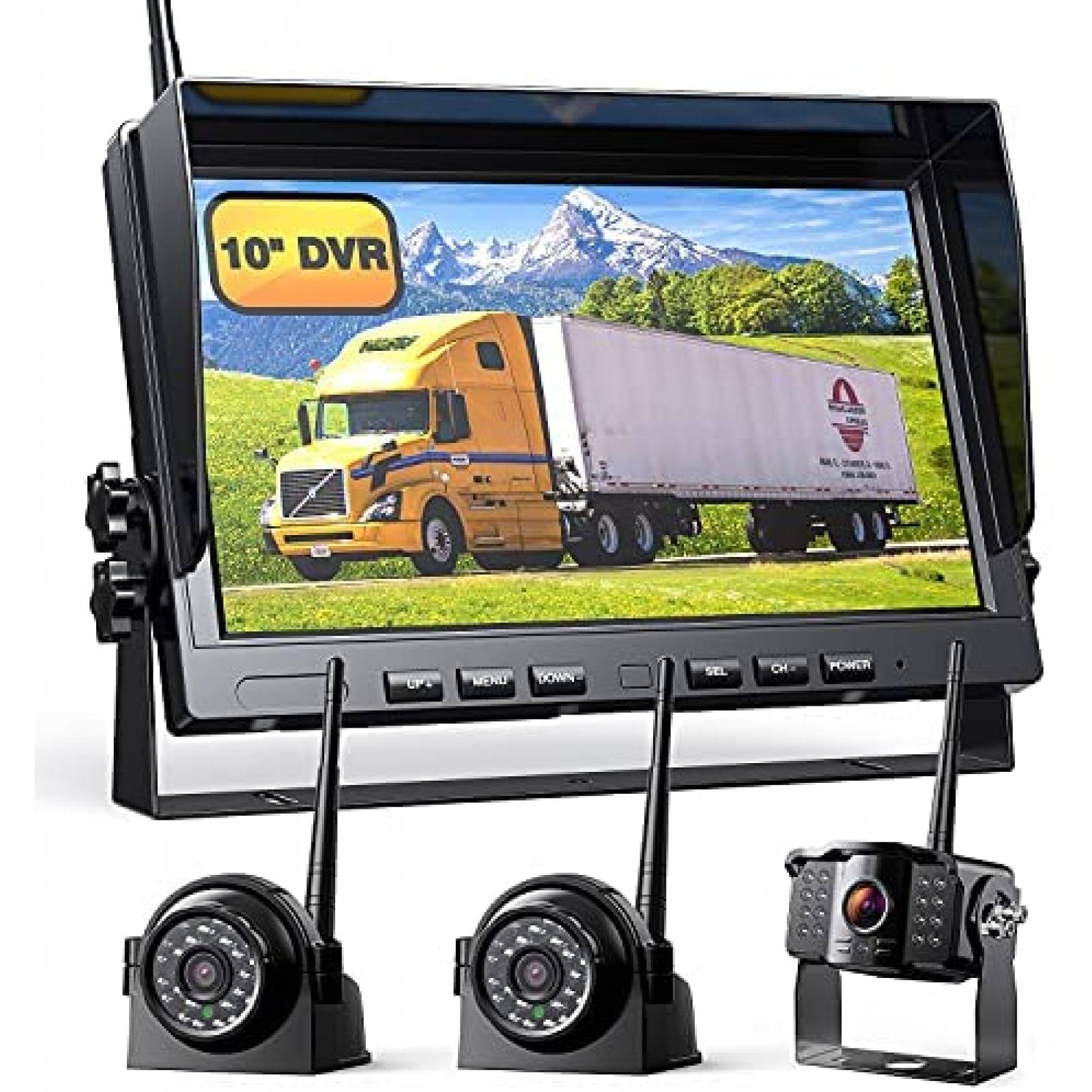 Cámara de respaldo de RV inalámbrica HD 1080P 2 cámara de visión trasera  inalámbrica, sistema de observación de carretera, monitor DVR de 7  pulgadas