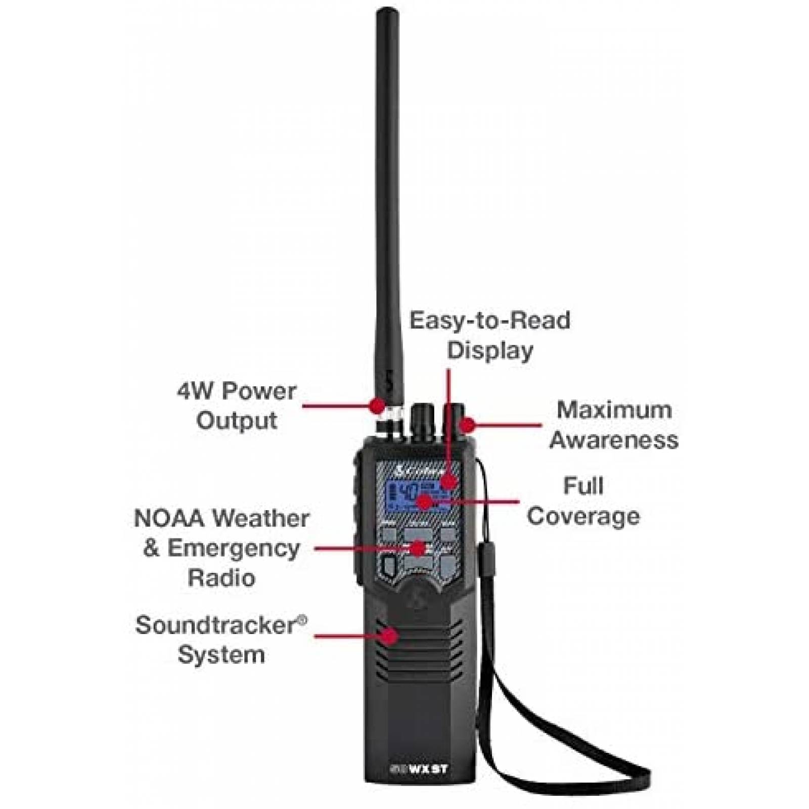 Radio Cobra HH50WXST CB 4V de 2 Vias con 40 Canales -Negro