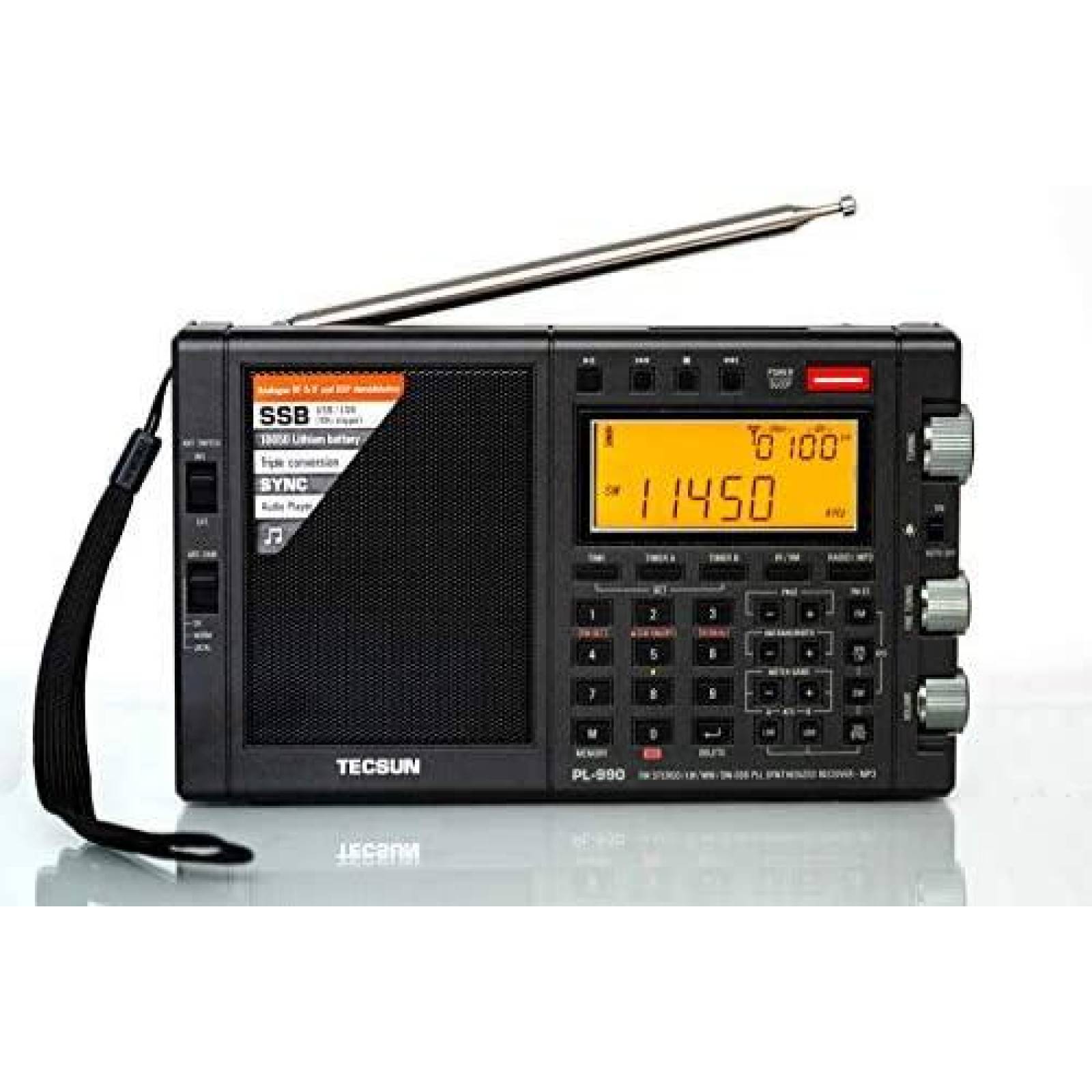 Radio de Onda Corta Tecsun PL990 MicroSD, 3.5mm Audio -Negro
