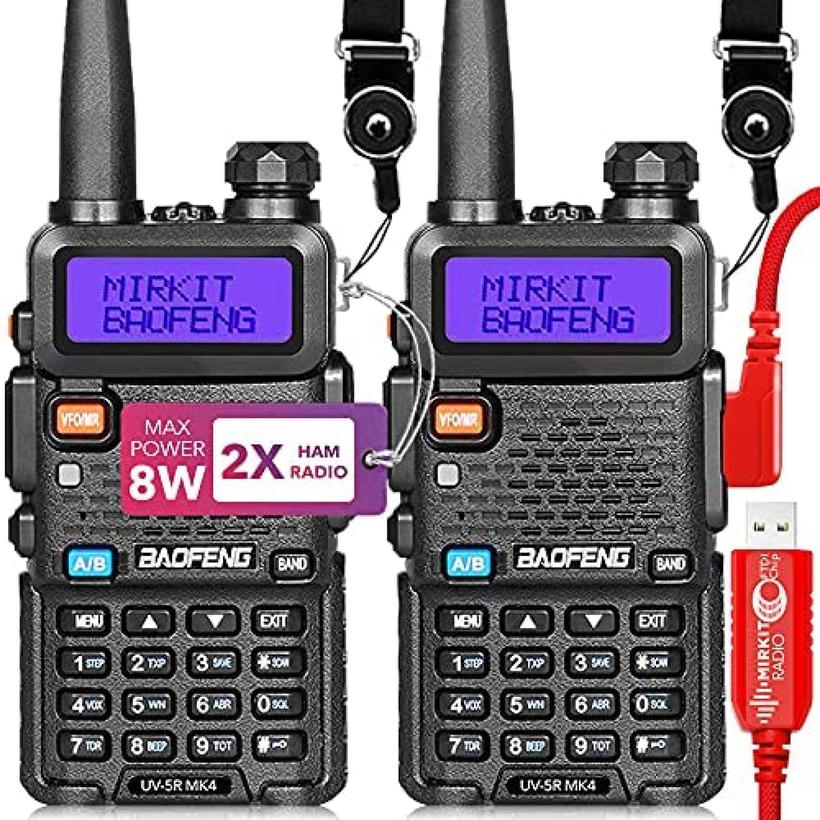 Radios Bidireccionales Mirkit Baofeng UV-5R 2 Pzs 8W -Negro