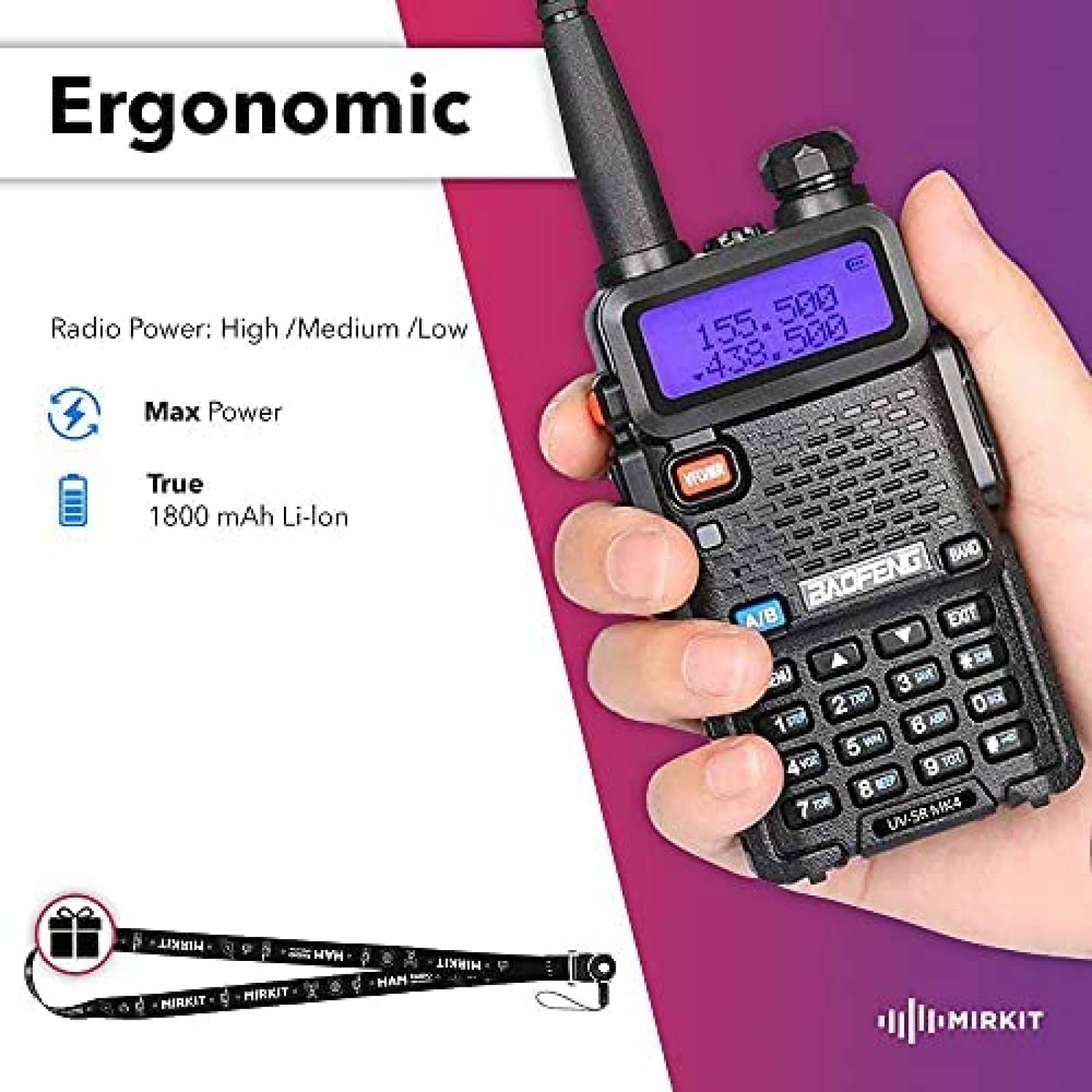 Radios Bidireccionales Mirkit Baofeng UV-5R 2 Pzs 8W -Negro
