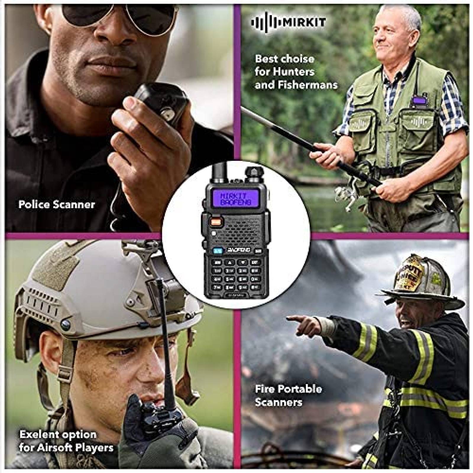 Radios Bidireccionales Mirkit Baofeng UV-5R 2 Pzs 8W -Negro