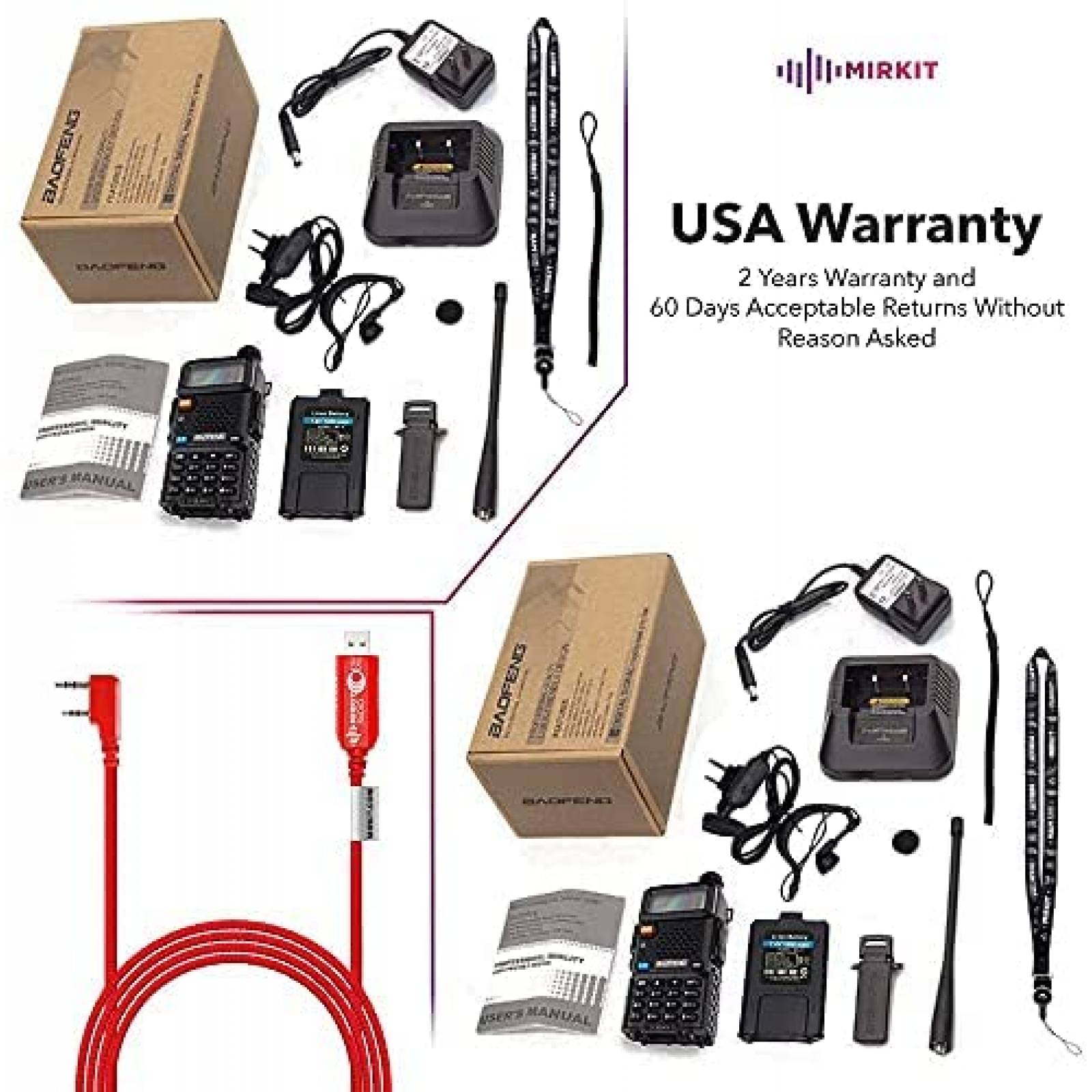 Radios Bidireccionales Mirkit Baofeng UV-5R 2 Pzs 8W -Negro