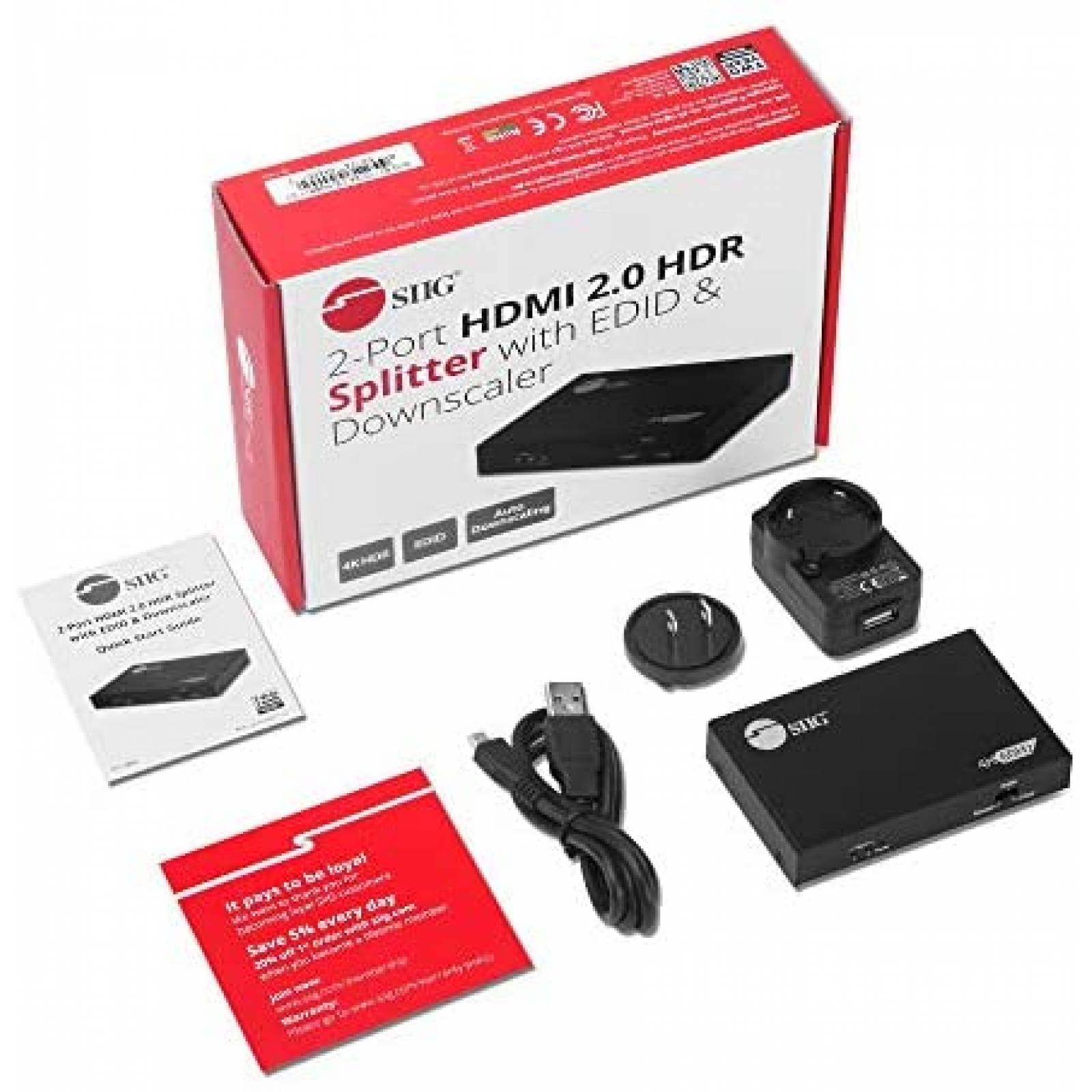 Reduccion de escala de video inteligente SIIG 1x2 HDMI 2.0