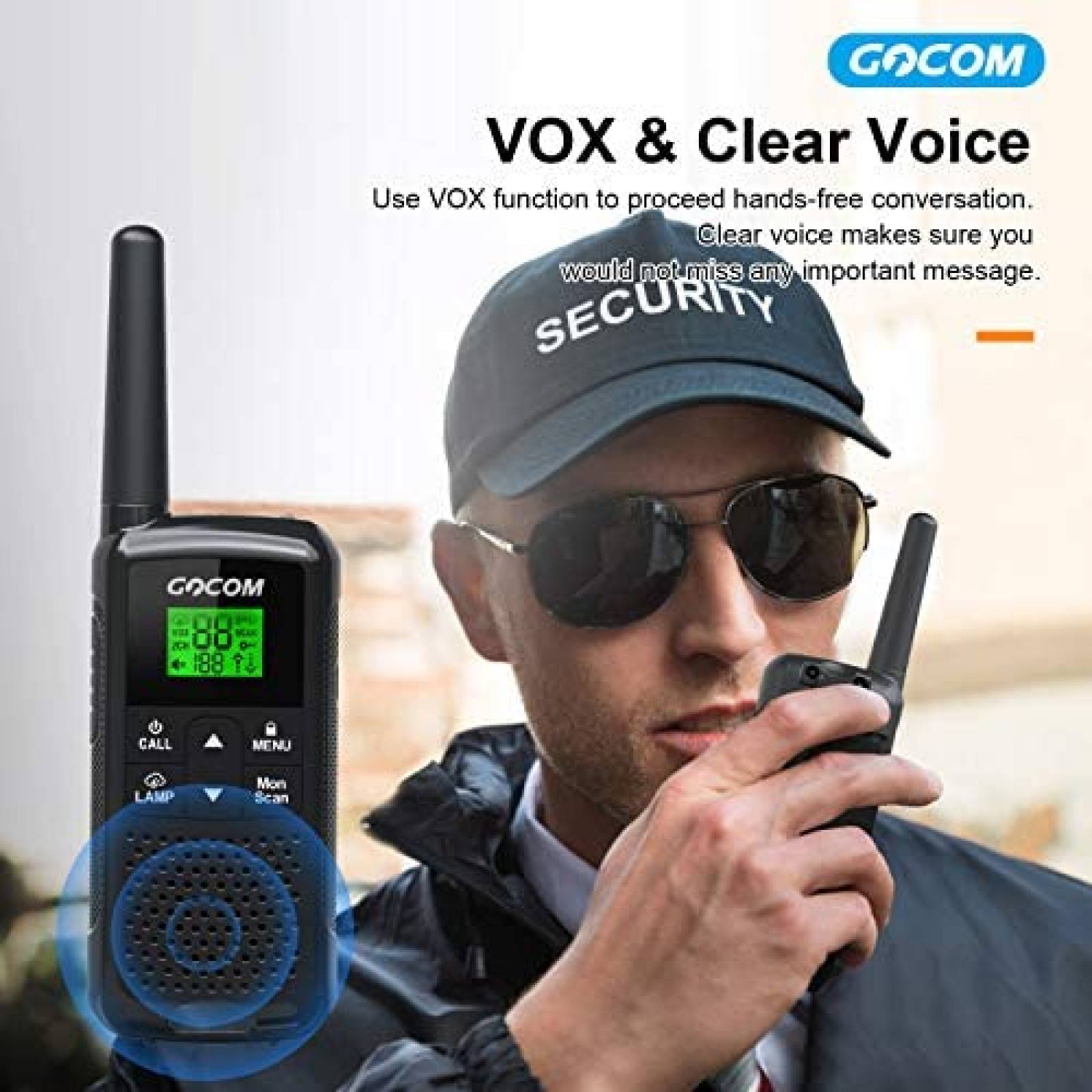 Walkie Talkies GOCOM Paquete de 4 bidireccional -Negro