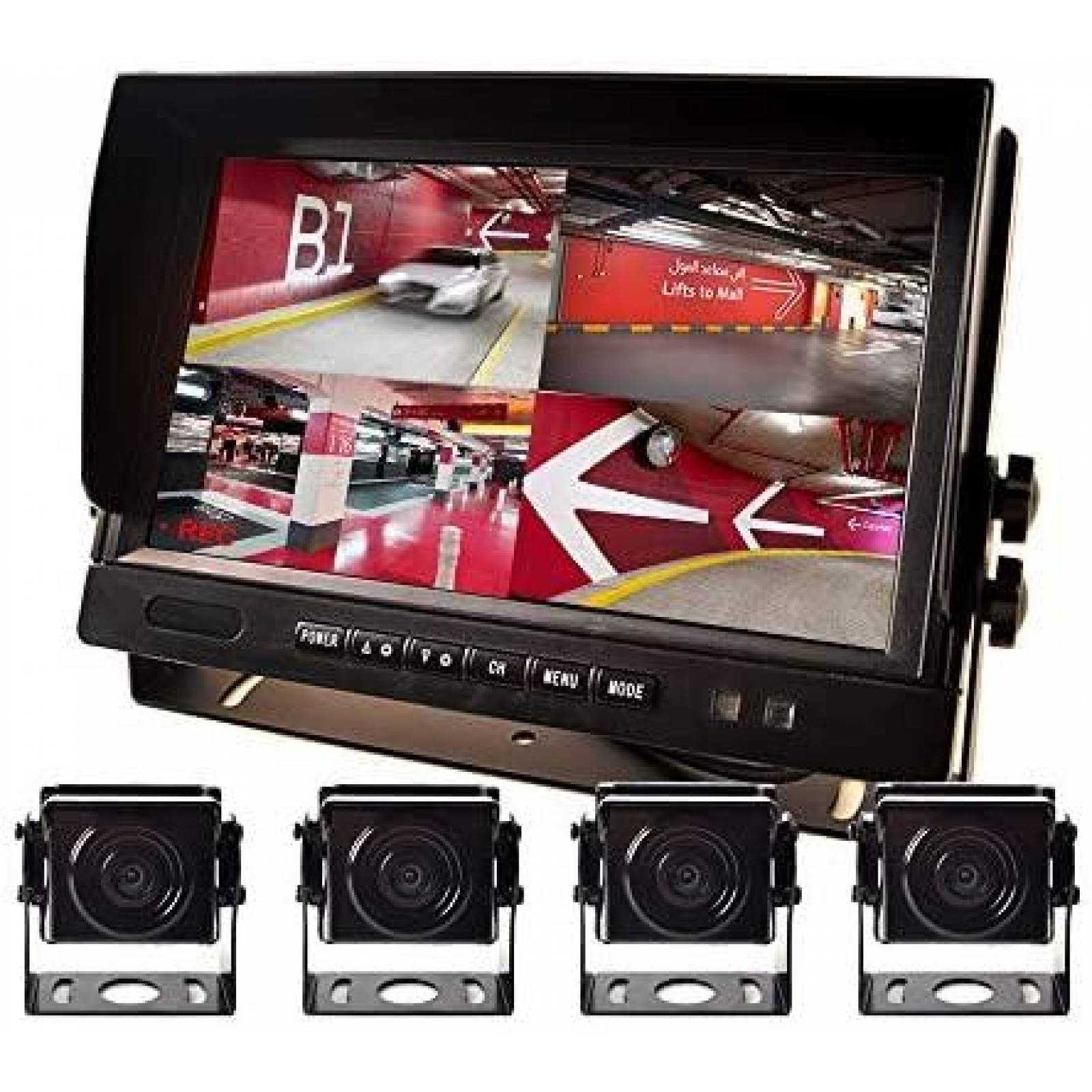 Camara de Reversa E-KYLIN 9" AHD 720p 4-CH 4-PIN -Negro