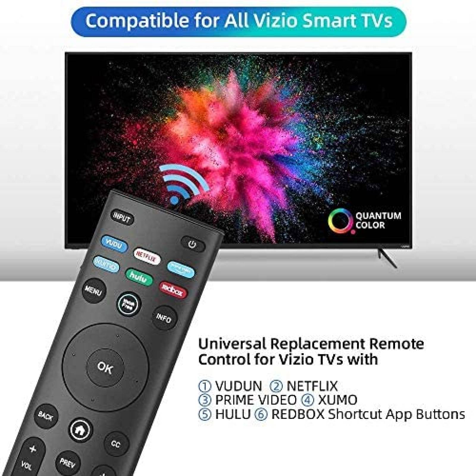 Control Remoto Amazshop247 XRT140 Para Smart TV de VIZIO