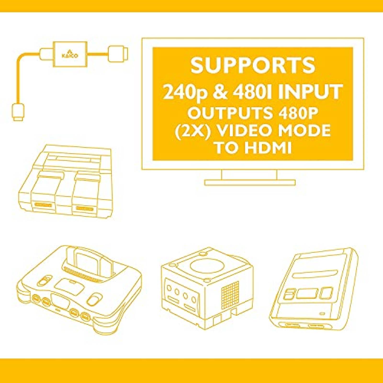 Adaptador HDMI Kaico para Nintendo N64/Gamecube 2X -Blanco