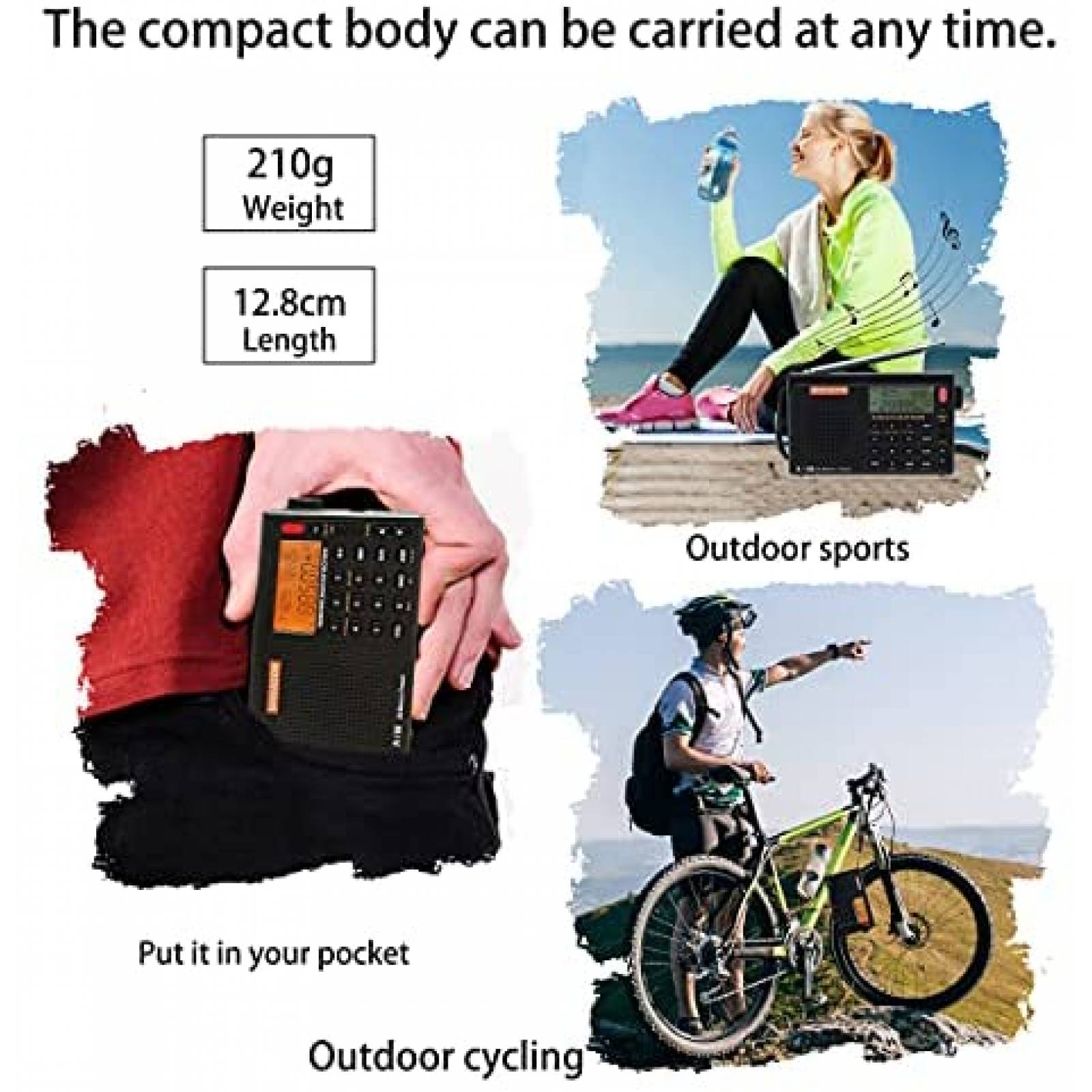 Radio Portatil SIHUADON R108 AM FM SW LW 108 MHz -Negro