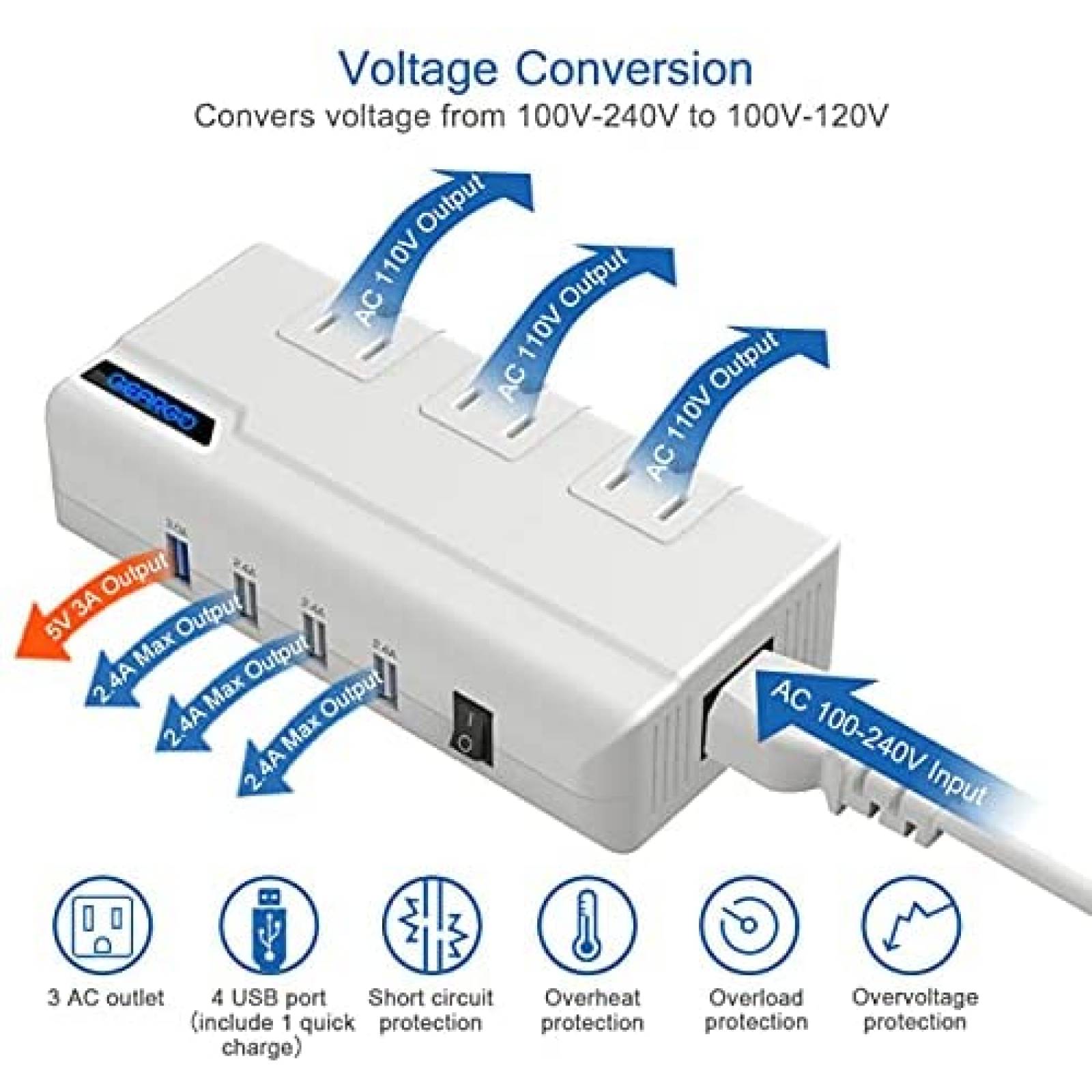 Convertidor de Voltaje GEARGO 230W Reductor 220V a 110V