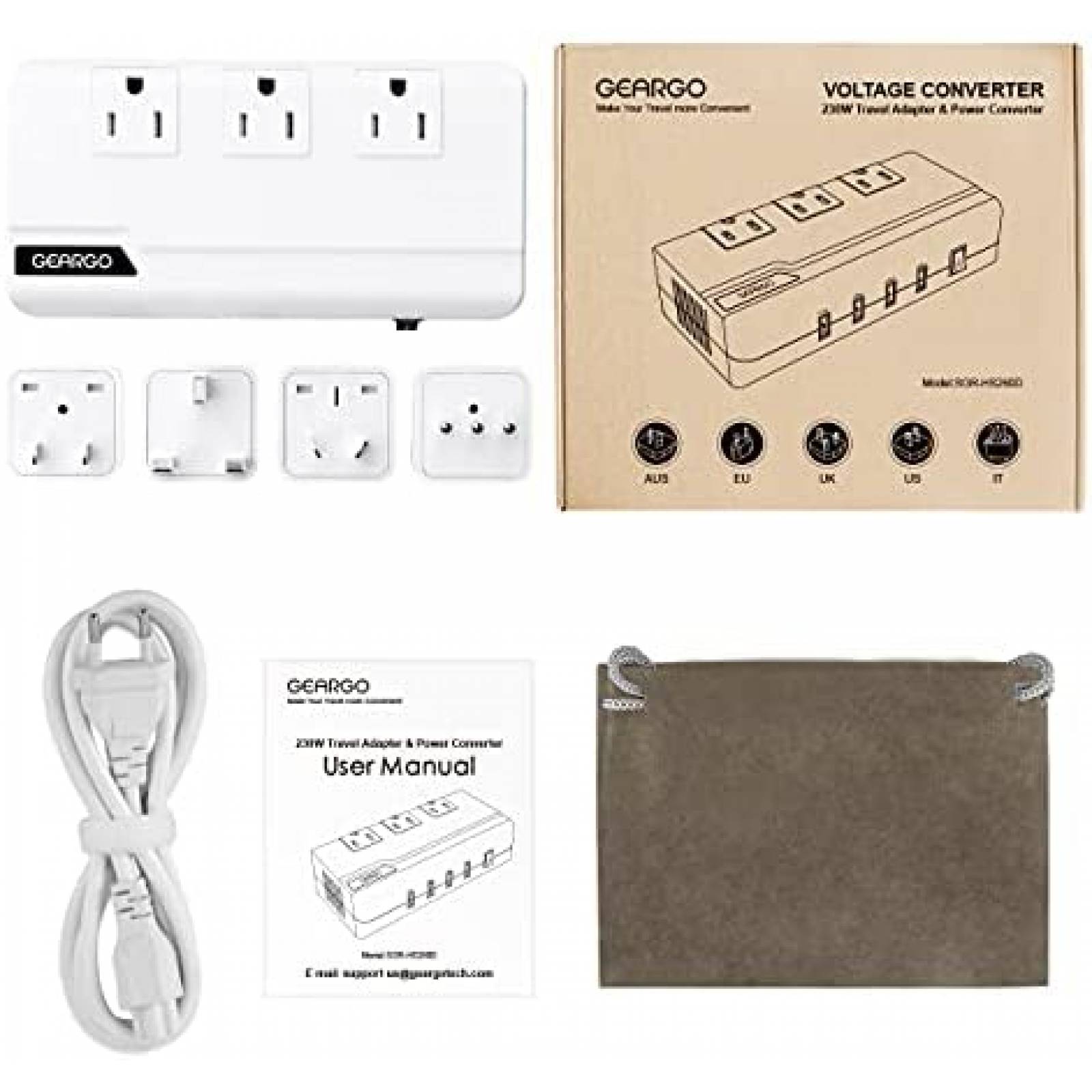 Convertidor de Voltaje GEARGO 230W Reductor 220V a 110V