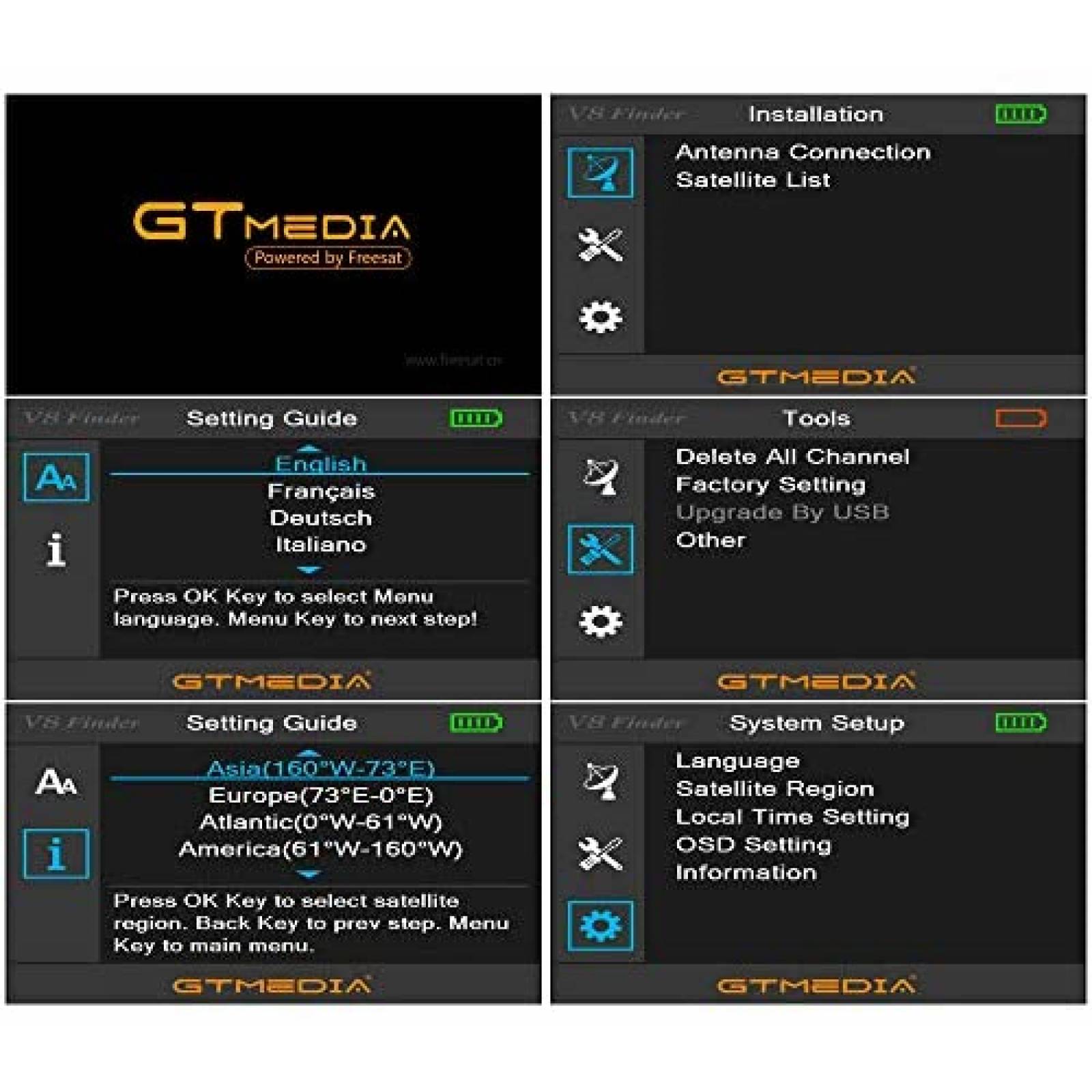 Detector Satelite GT Media V8 H.264 HD 1080p FTA 3.5'' LCD