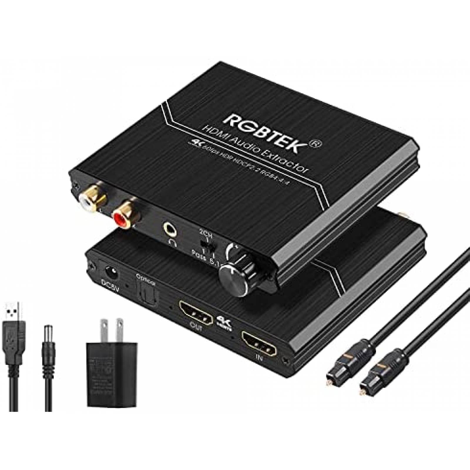 Extractor de audio HDMI splitter RGBTEK 3.5mm 4K 60HZ -Negro