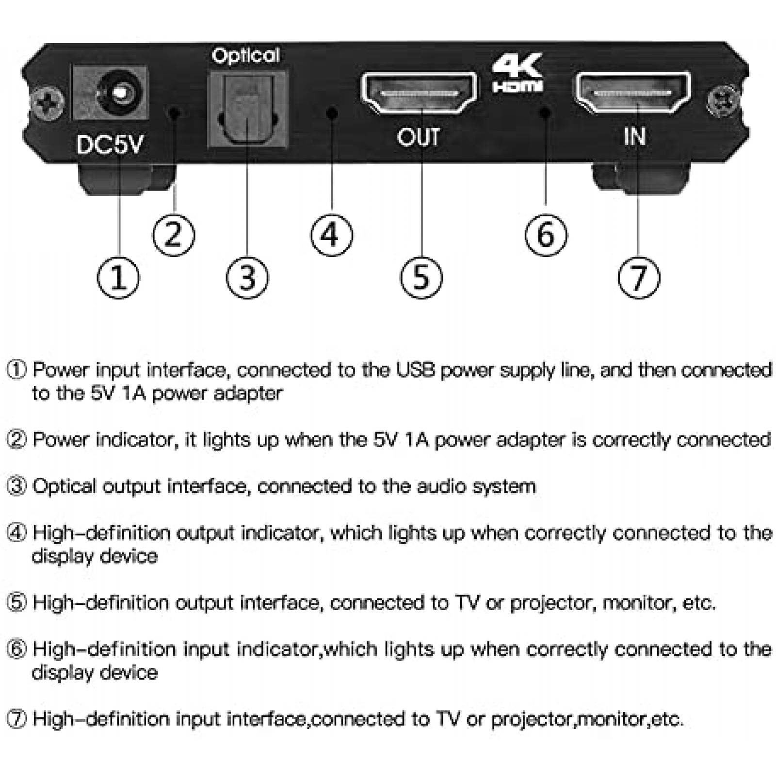Extractor de audio HDMI splitter RGBTEK 3.5mm 4K 60HZ -Negro