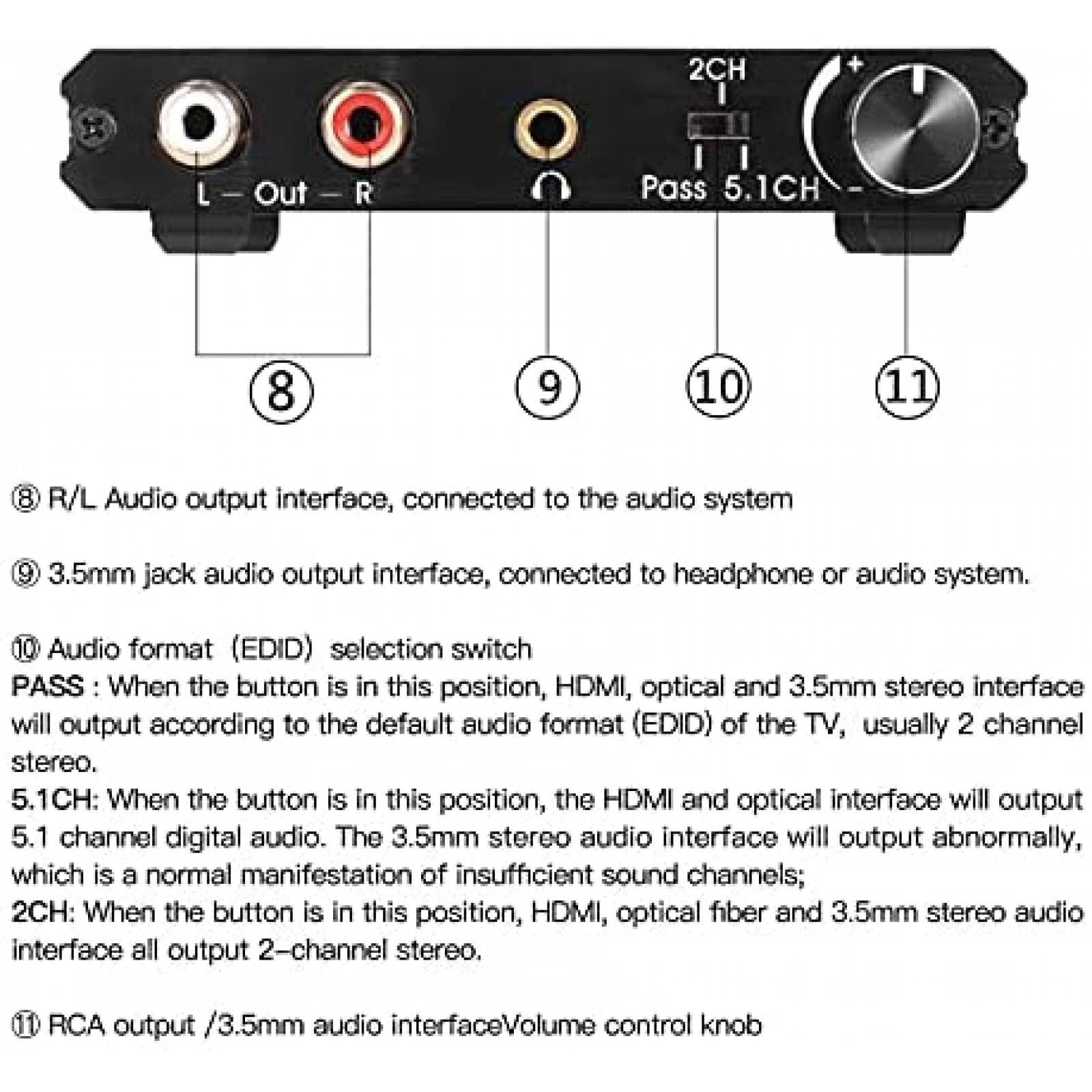 Extractor de audio HDMI splitter RGBTEK 3.5mm 4K 60HZ -Negro