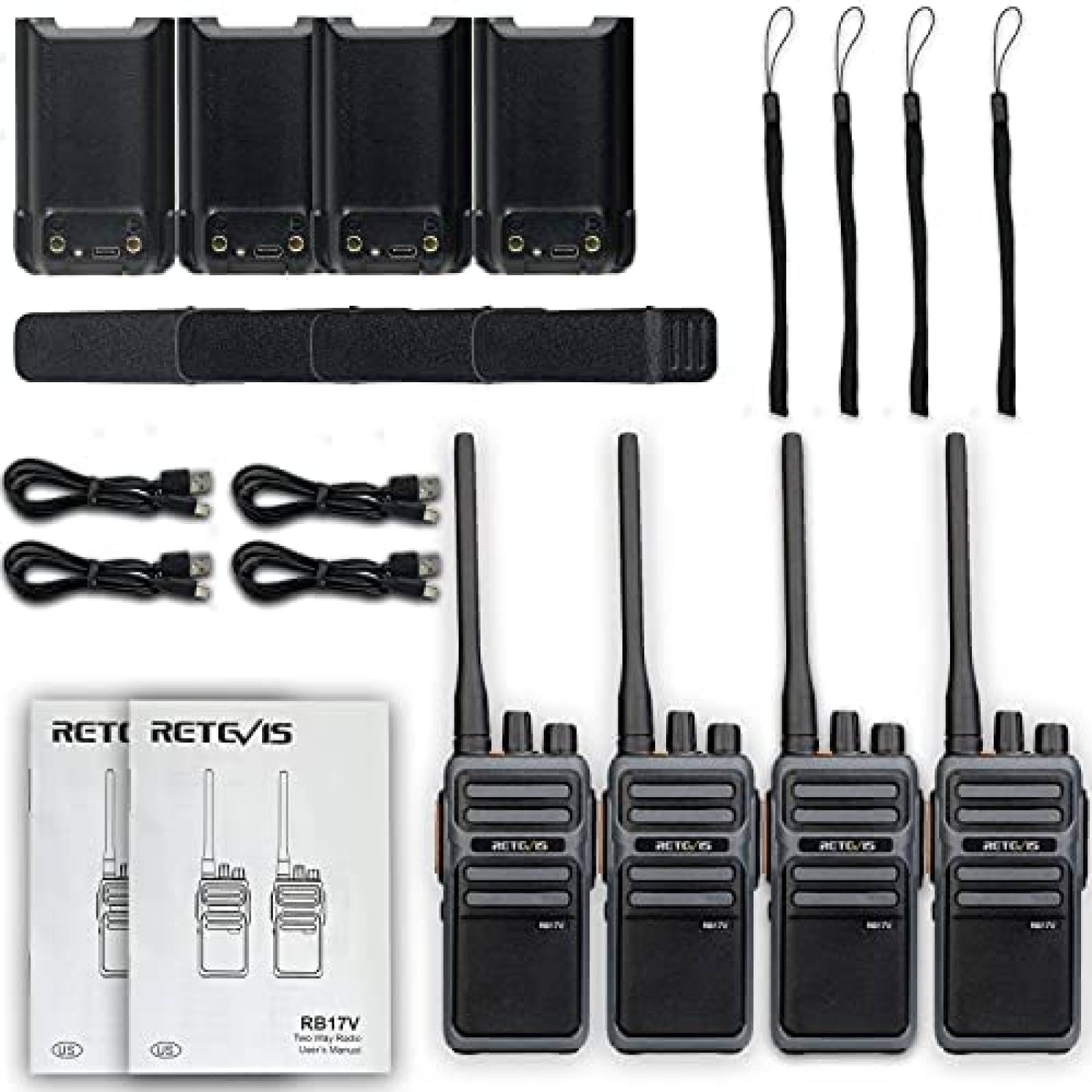 Walkie Talkies Retevis RB17V MURS Paquete de 4 de 2 vias