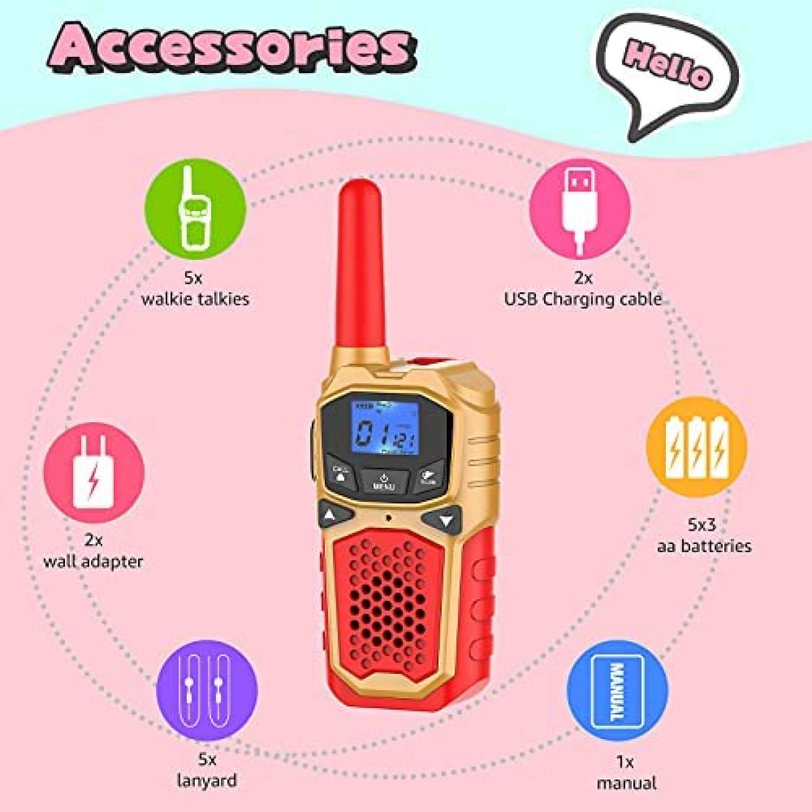 Walkie Talkie Inalámbrico Klack® para niños y niñas, Recargable