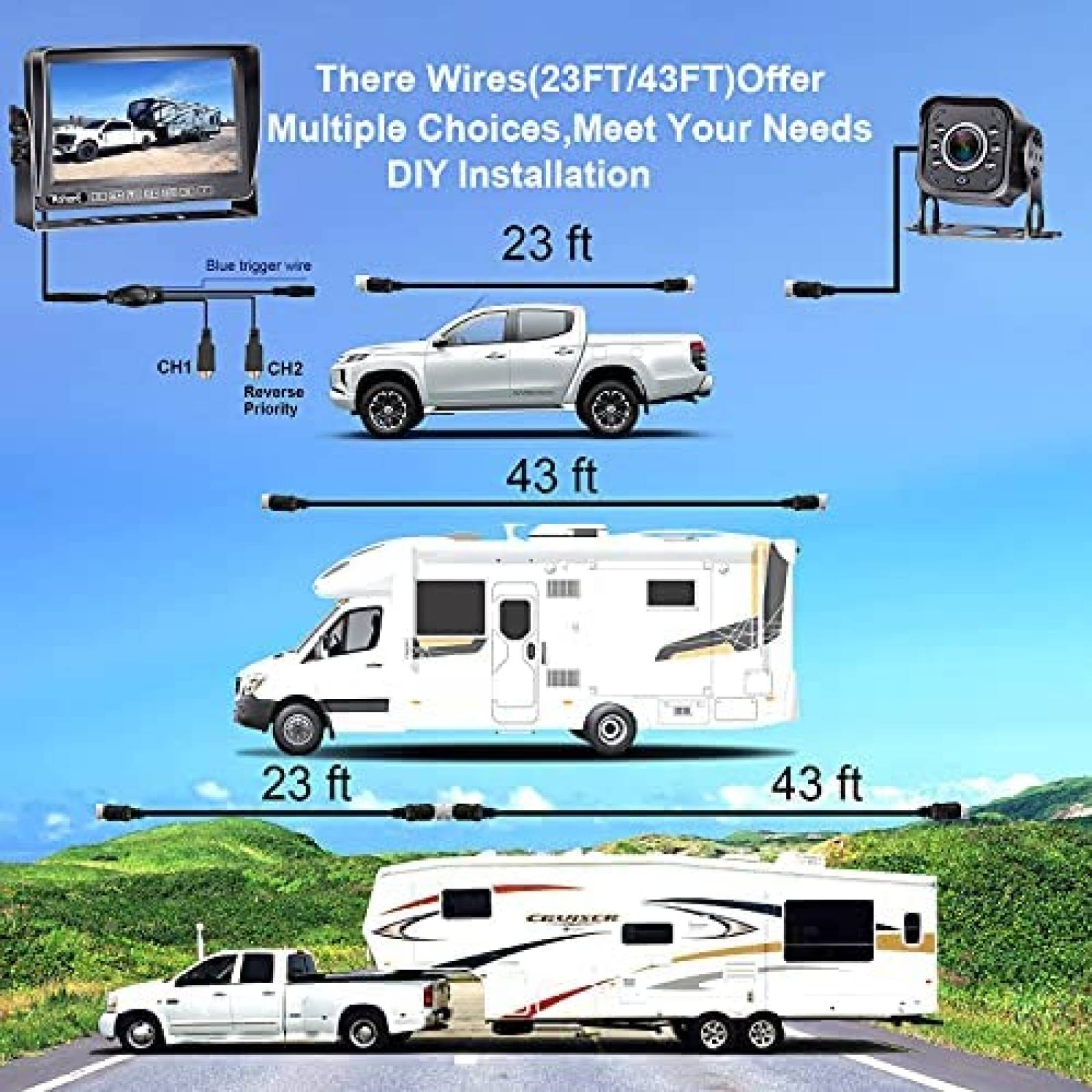 Pantalla Tactil Rohent 7'' 1080P + Camara de Reversa -Negro