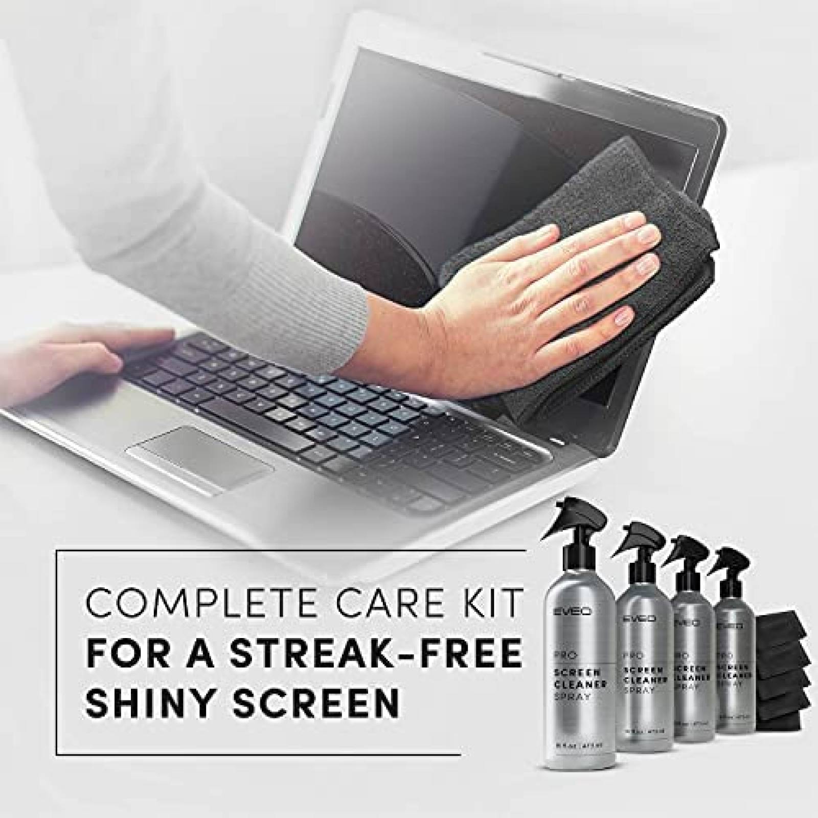 Kit de Limpieza EVEO 16 oz 4 Pzs Limpiador de Pantalla Spay