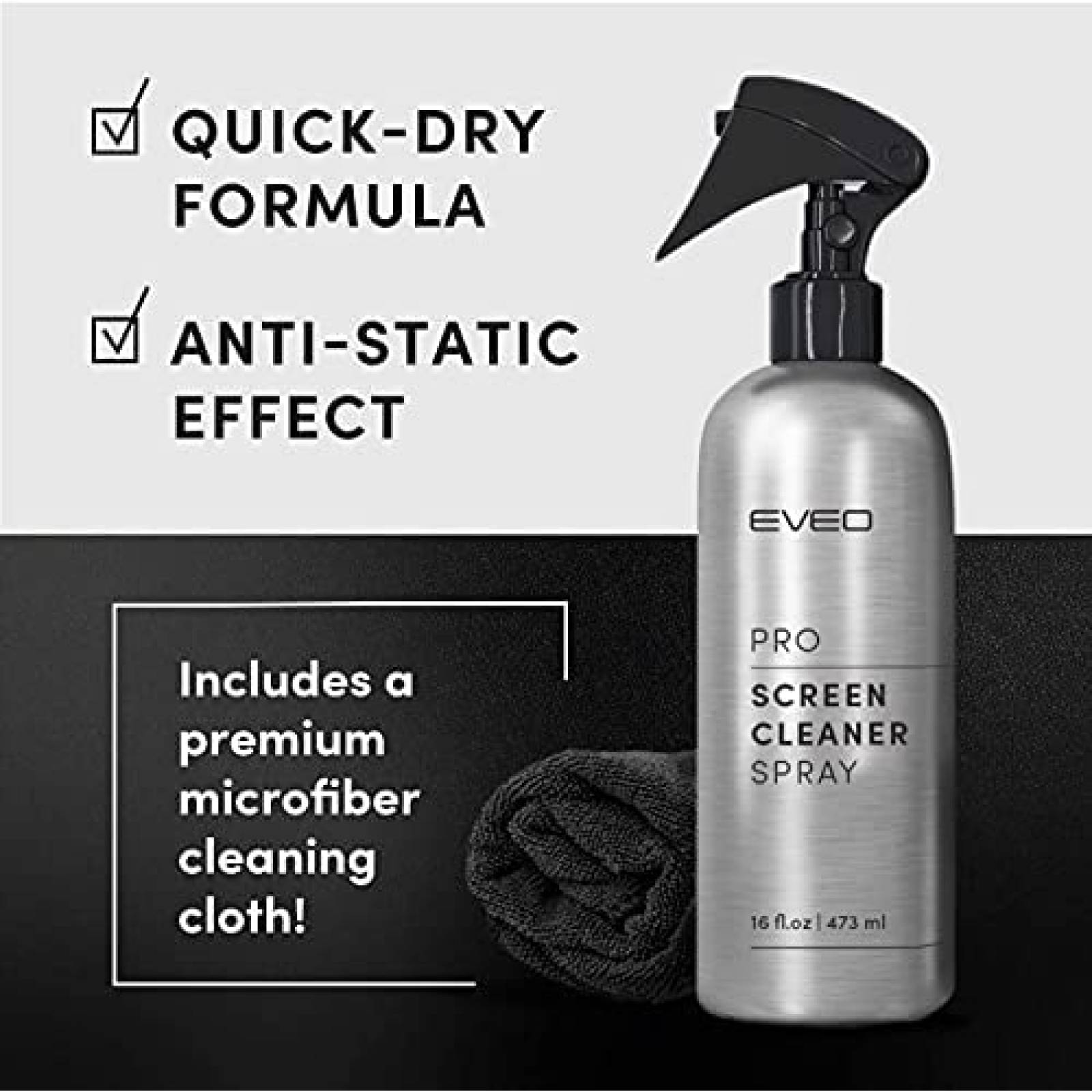 Kit de Limpieza EVEO 16 oz 4 Pzs Limpiador de Pantalla Spay