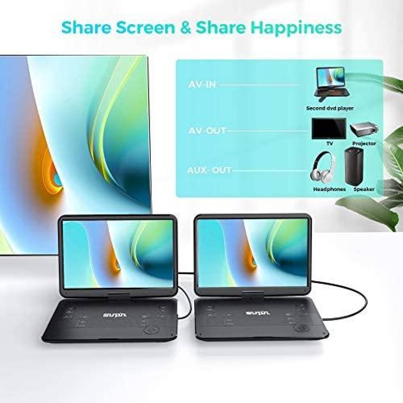 Reproductor de DVD Portatil SUNPIN con Pantalla 17.9" -Negro