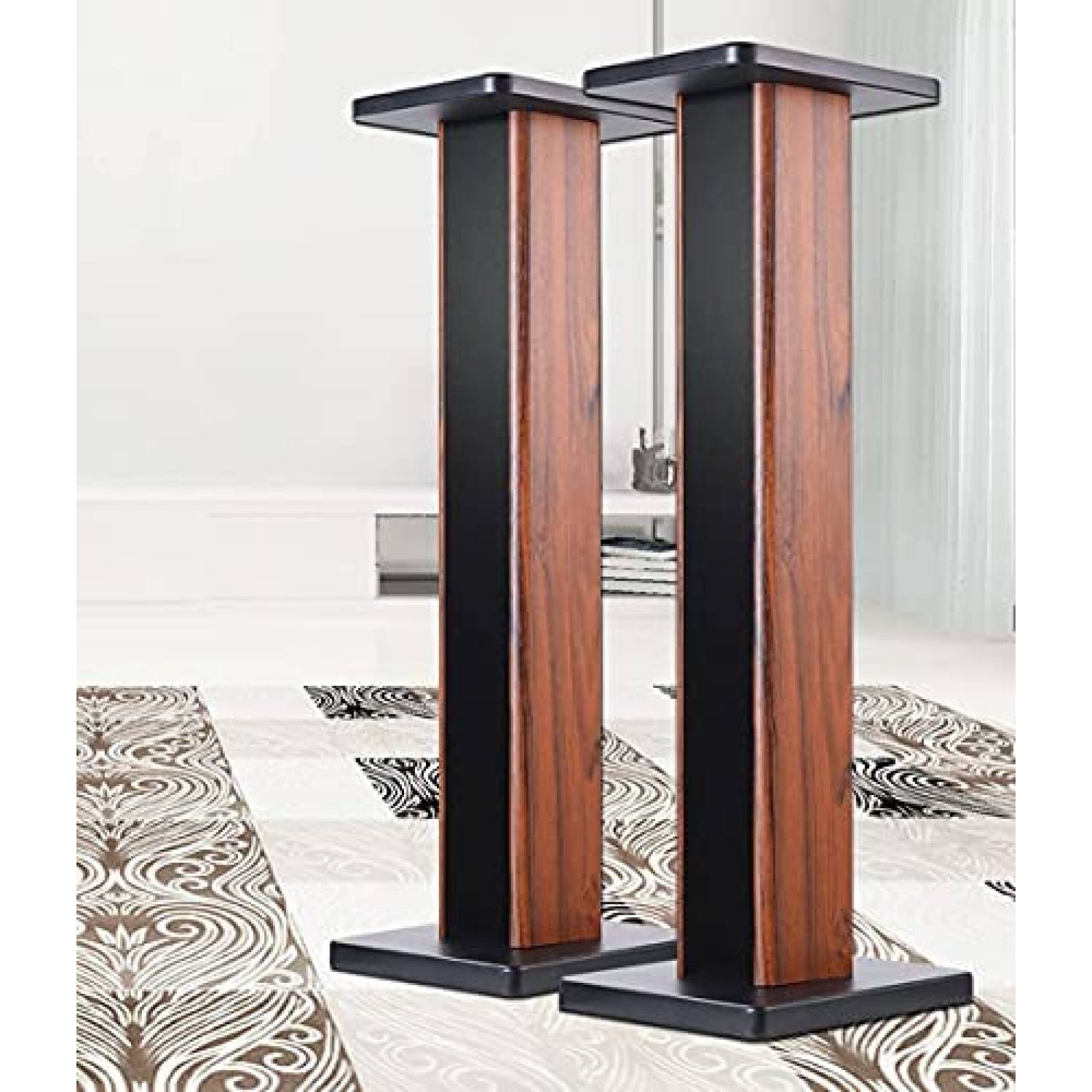 Pack stand para bocina bimiti x2 de madera 36" -Negro/cafe