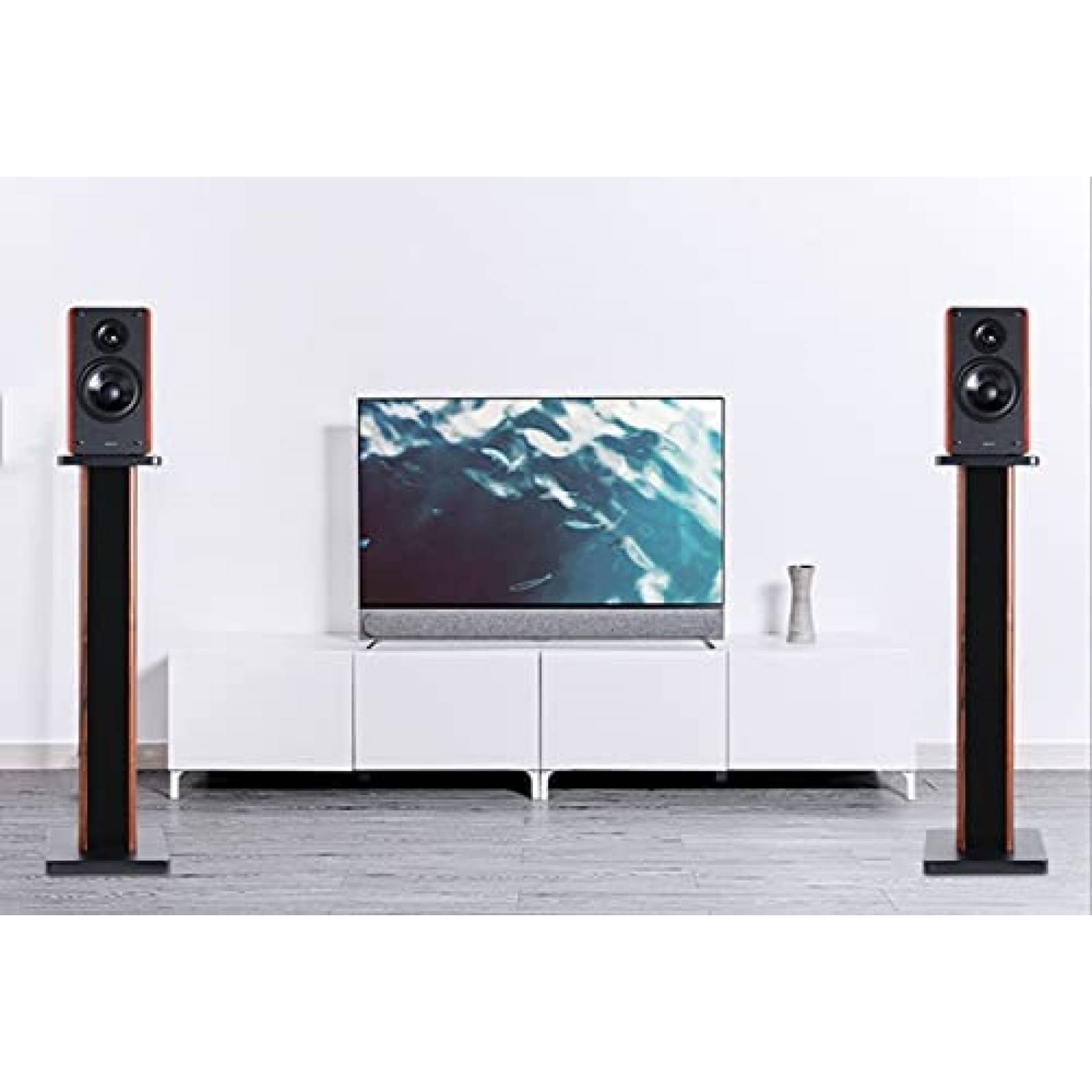 Pack stand para bocina bimiti x2 de madera 36" -Negro/cafe