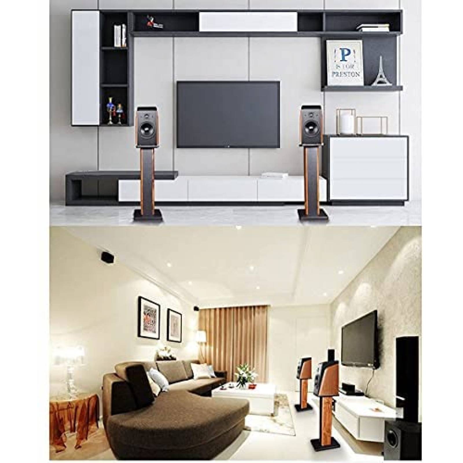 Pack stand para bocina bimiti x2 de madera 36" -Negro/cafe